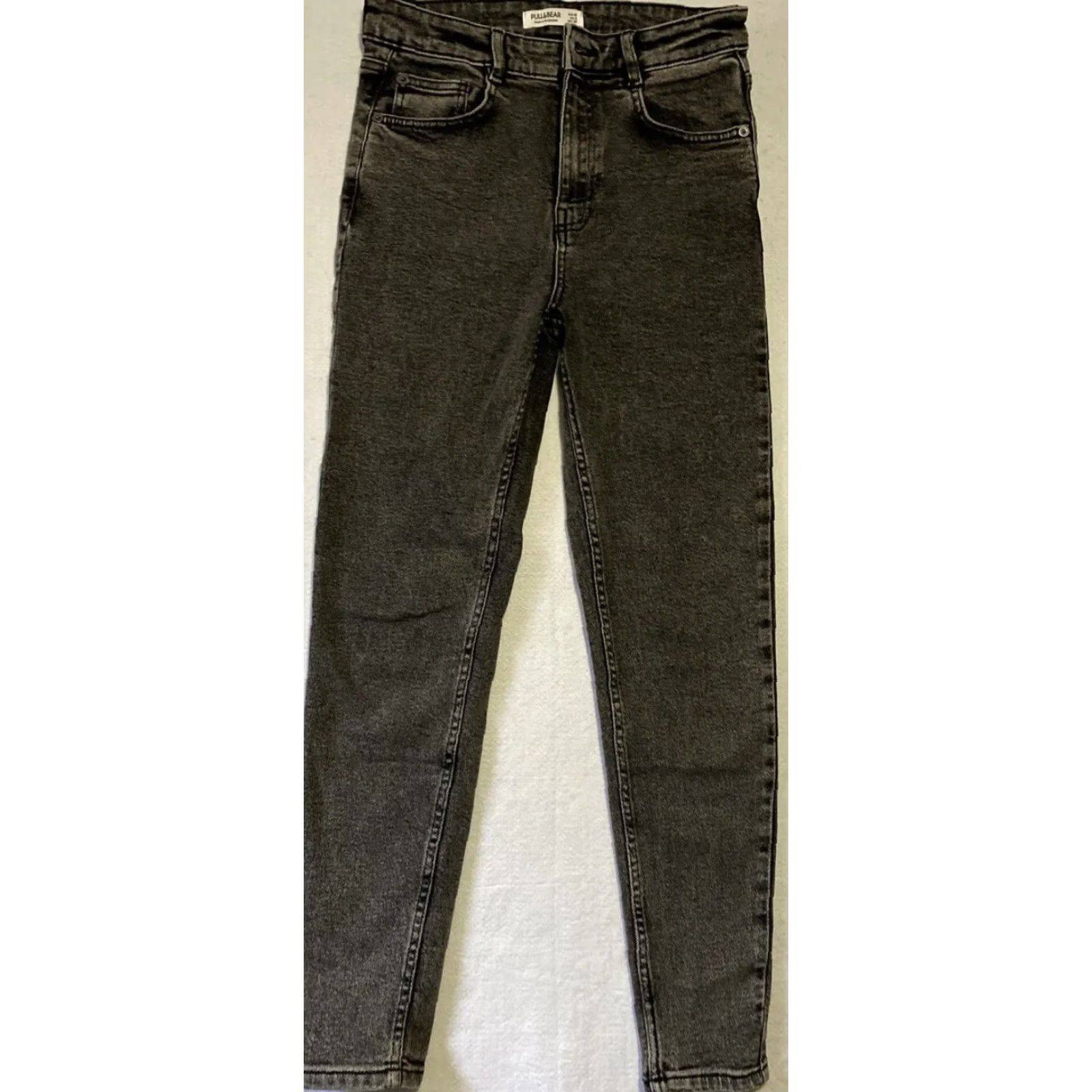 Vintage Pull&Bear Jeans Women’s 6 Pepper Gray Mid Rise Skinny Denim / 28-8 Slim Fit Womens Jeans - Denim Light Wash Zip Closure 27 Inseam Black Size 28" / US 6 / IT 42 - 2 Thumbnail