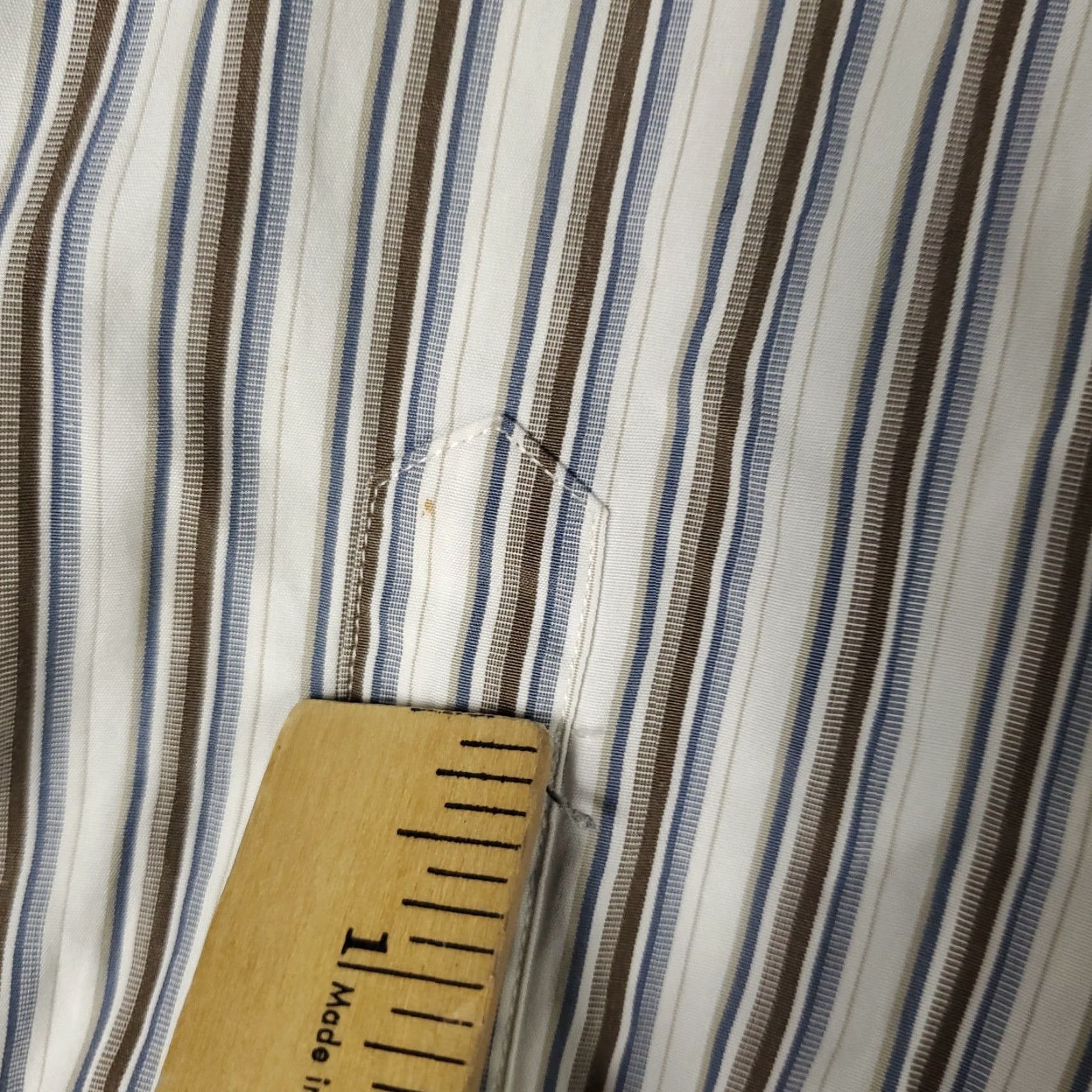 Faconnable Façonnable Shirt XL Mens Blue Brown Striped Button-Up Long Sleeve Casual Business, Preppy, Classic, Regular Fit Size US XL / EU 56 / 4 - 3 Thumbnail