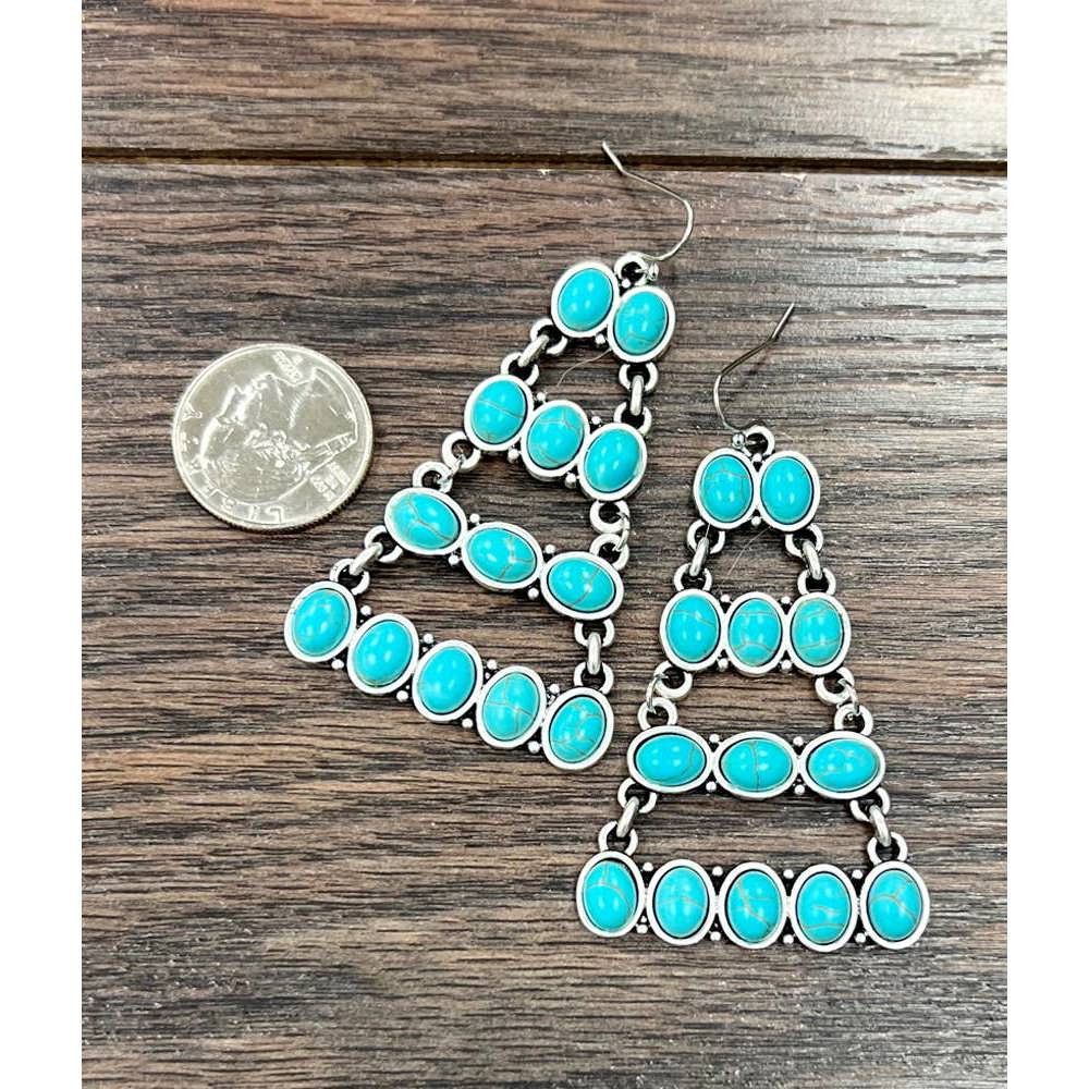 Other Stylish 724578 Turquoise Earrings 2.5 Inches Long Size ONE SIZE - 6 Thumbnail