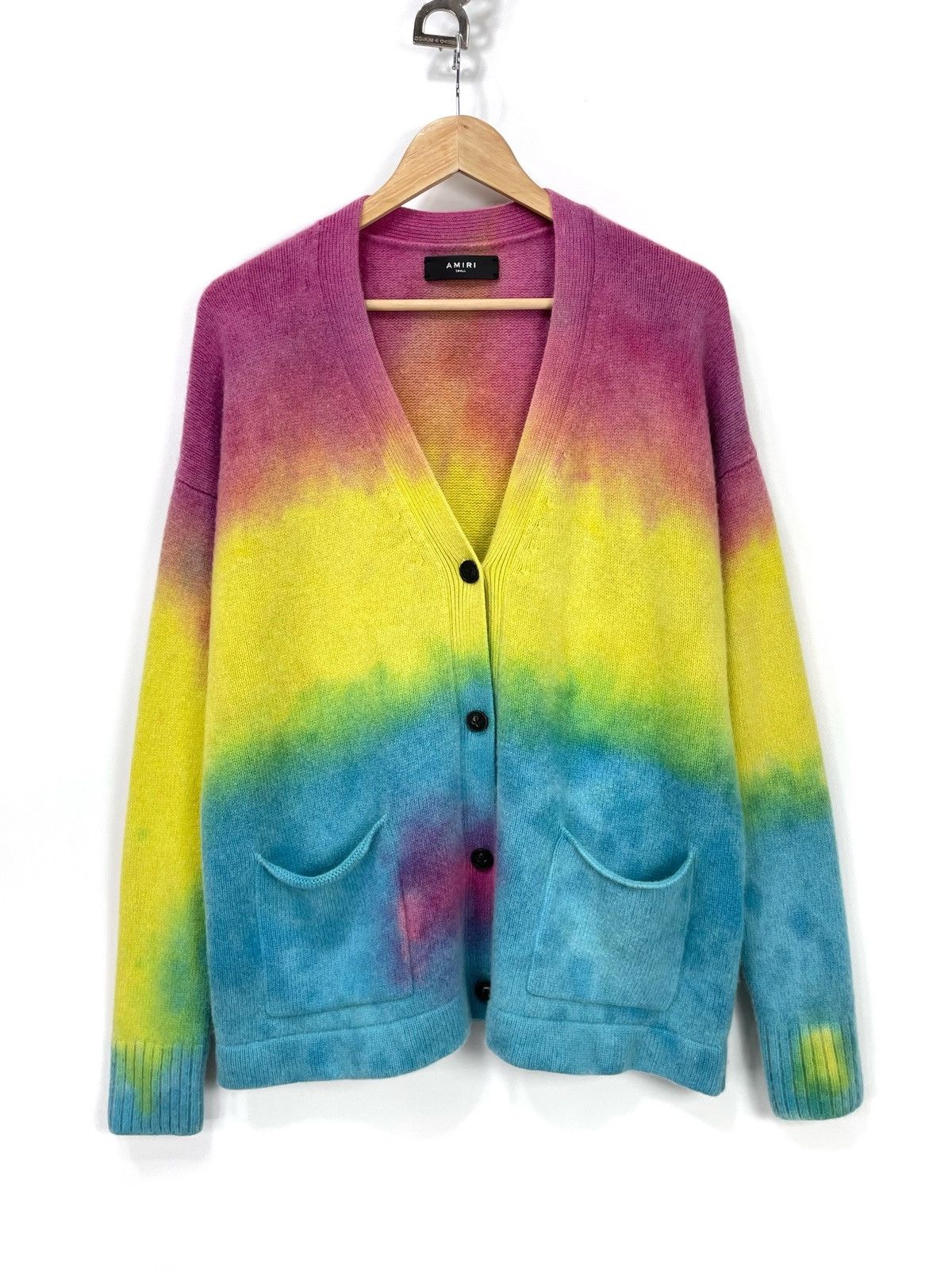 Amiri AMIRI Oversized Tie-Dye / Rainbow Cashmere Cardigan - Size S Size S / US 4 / IT 40 - 2 Thumbnail