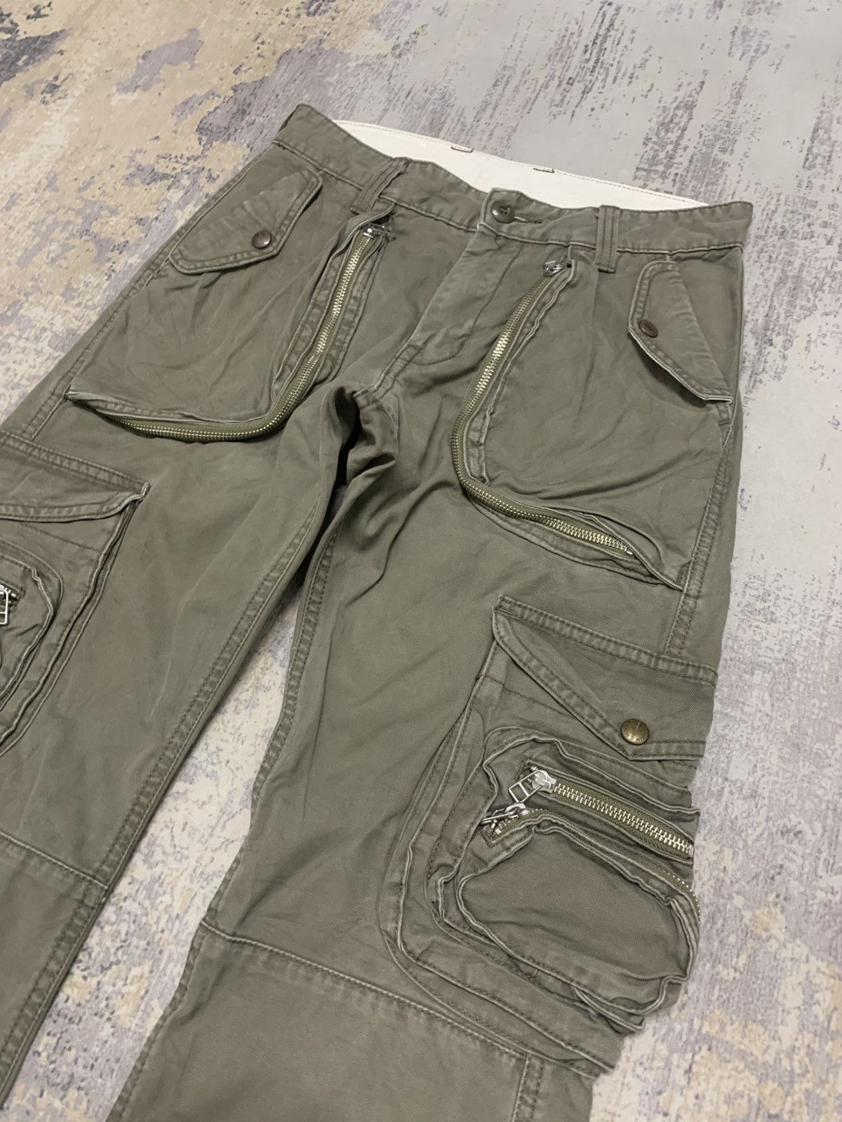 Lee VTG Lee 3D Zipper Pocket Cargo Pants Tactical Olive W29 Size US 29 - 7 Thumbnail