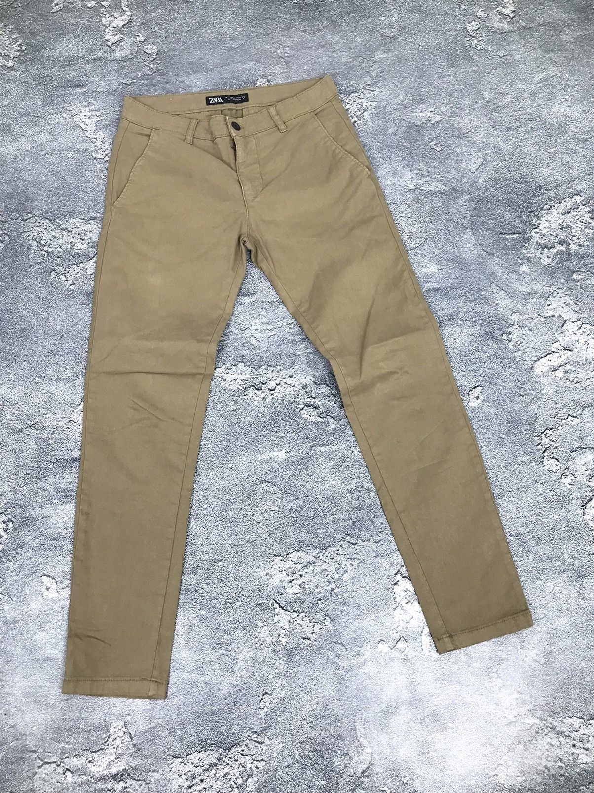 Zara Zara Skinny Fit Beige Basic Classic Cotton Chino Pants Size US 30 / EU 46 - 1 Thumbnail