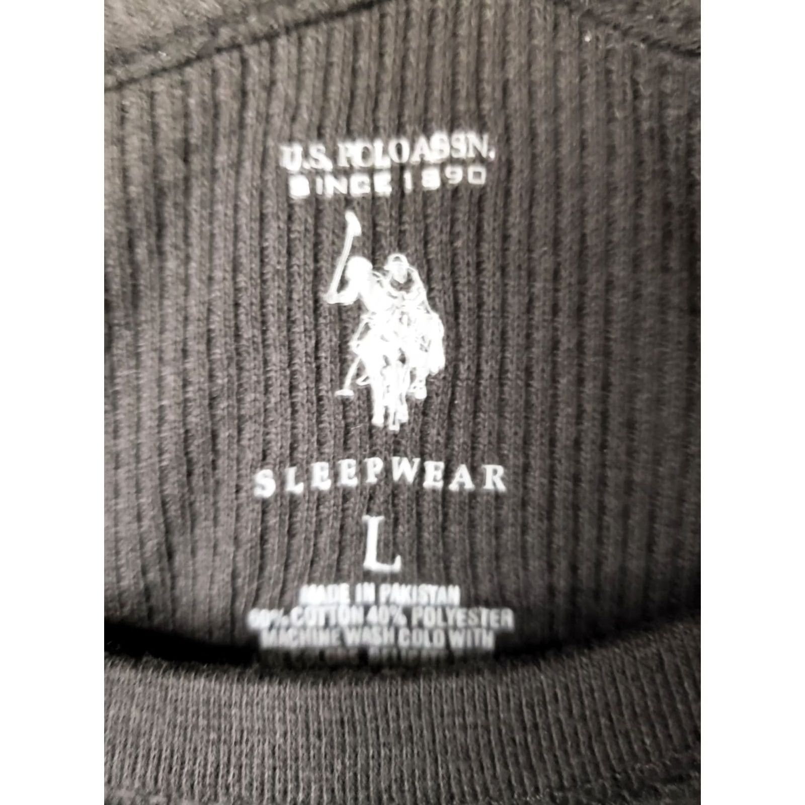 Vintage U.S. Polo Assn Shirt Men's L Black Long Sleeve Sleepwear Waffle Knit Tee Size US L / EU 52-54 / 3 - 7 Thumbnail