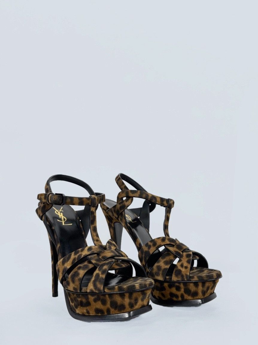 Yves Saint Laurent Yves Saint Laurent Tribute sandals in leopard-print suede Size US 8.5 / IT 38.5 - 3 Thumbnail