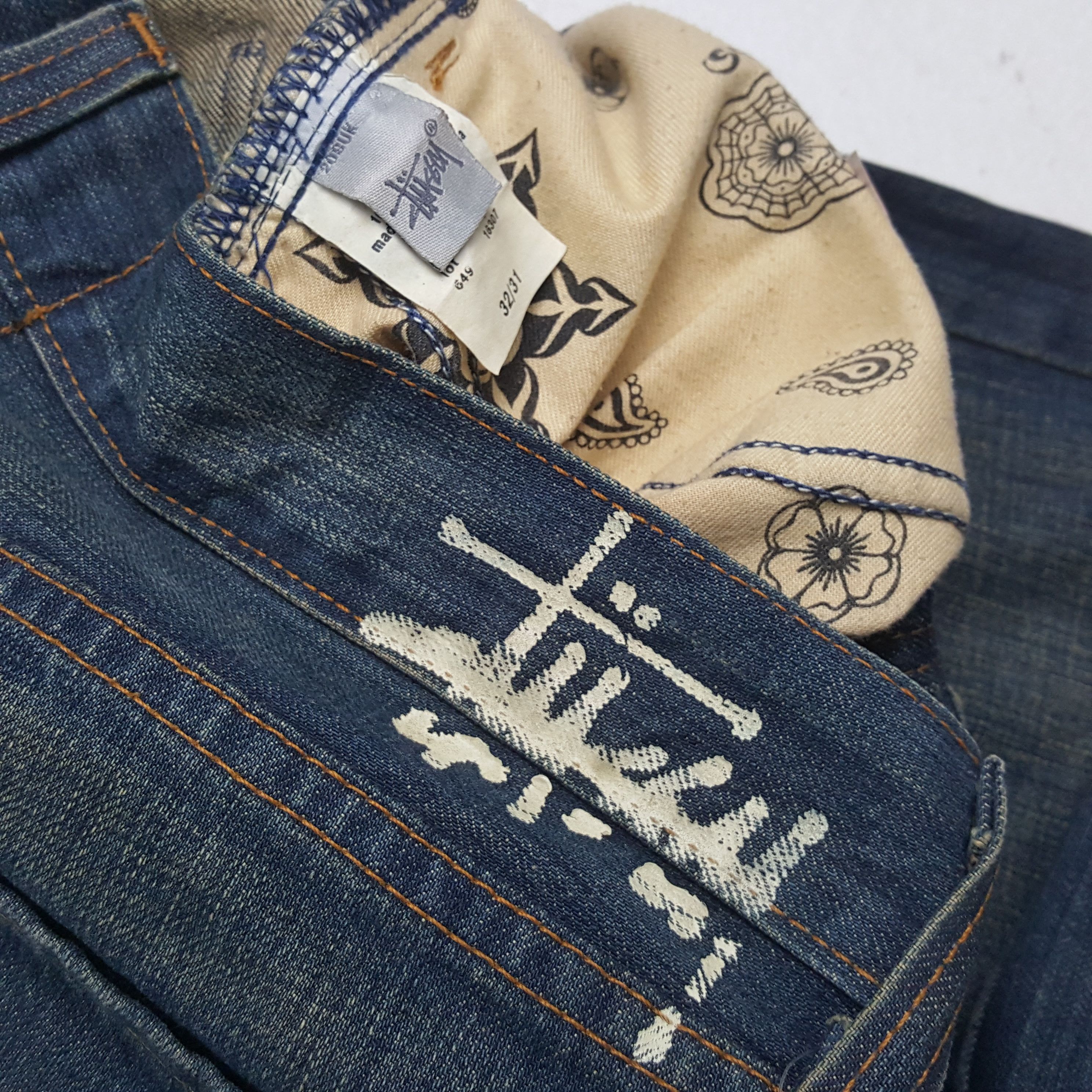 Stussy × Vintage STUSSY Streetwear Skateboard Style Custom Art Jeans Size US 32 / EU 48 - 14 Thumbnail