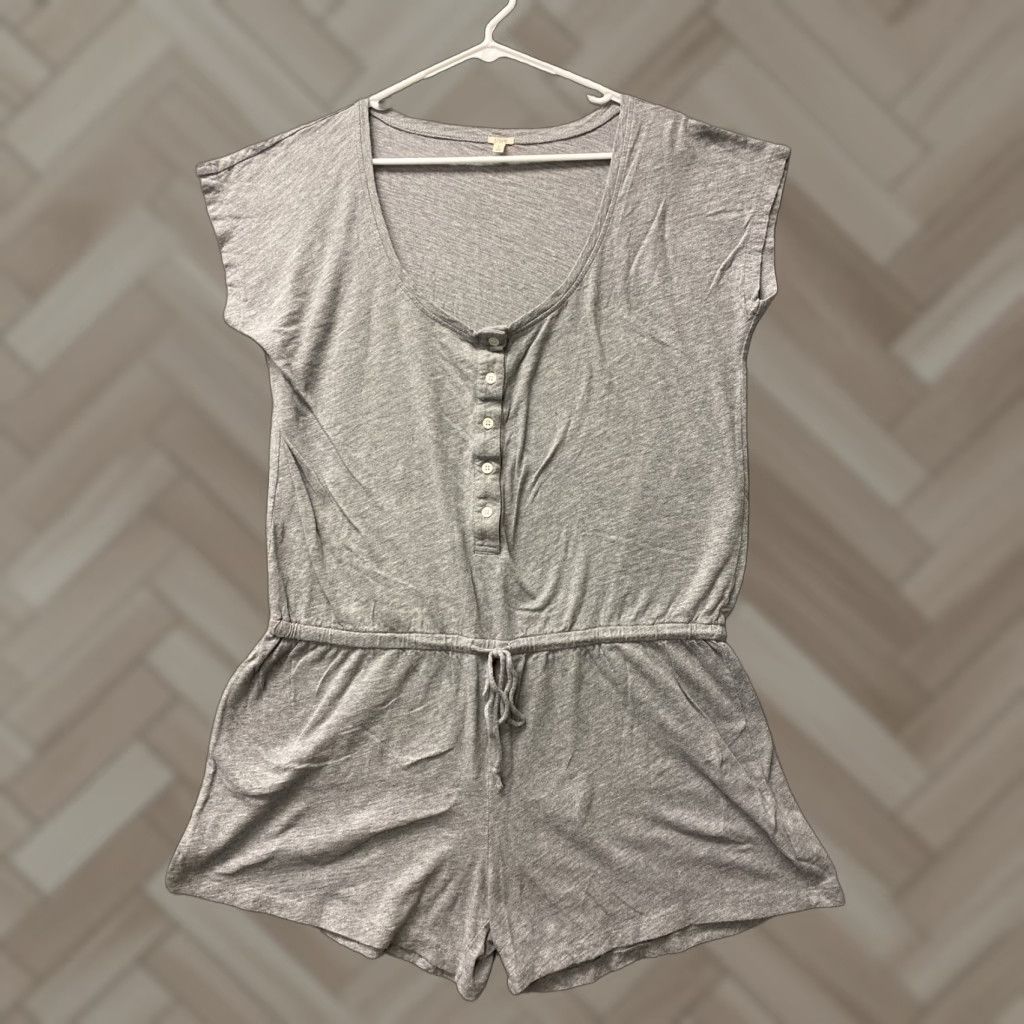 Vintage J Crew Romper Womens Medium Gray Sleeveless Button Front Pockets / 106-19 Size 36" / US 14 / IT 50 - 1 Thumbnail