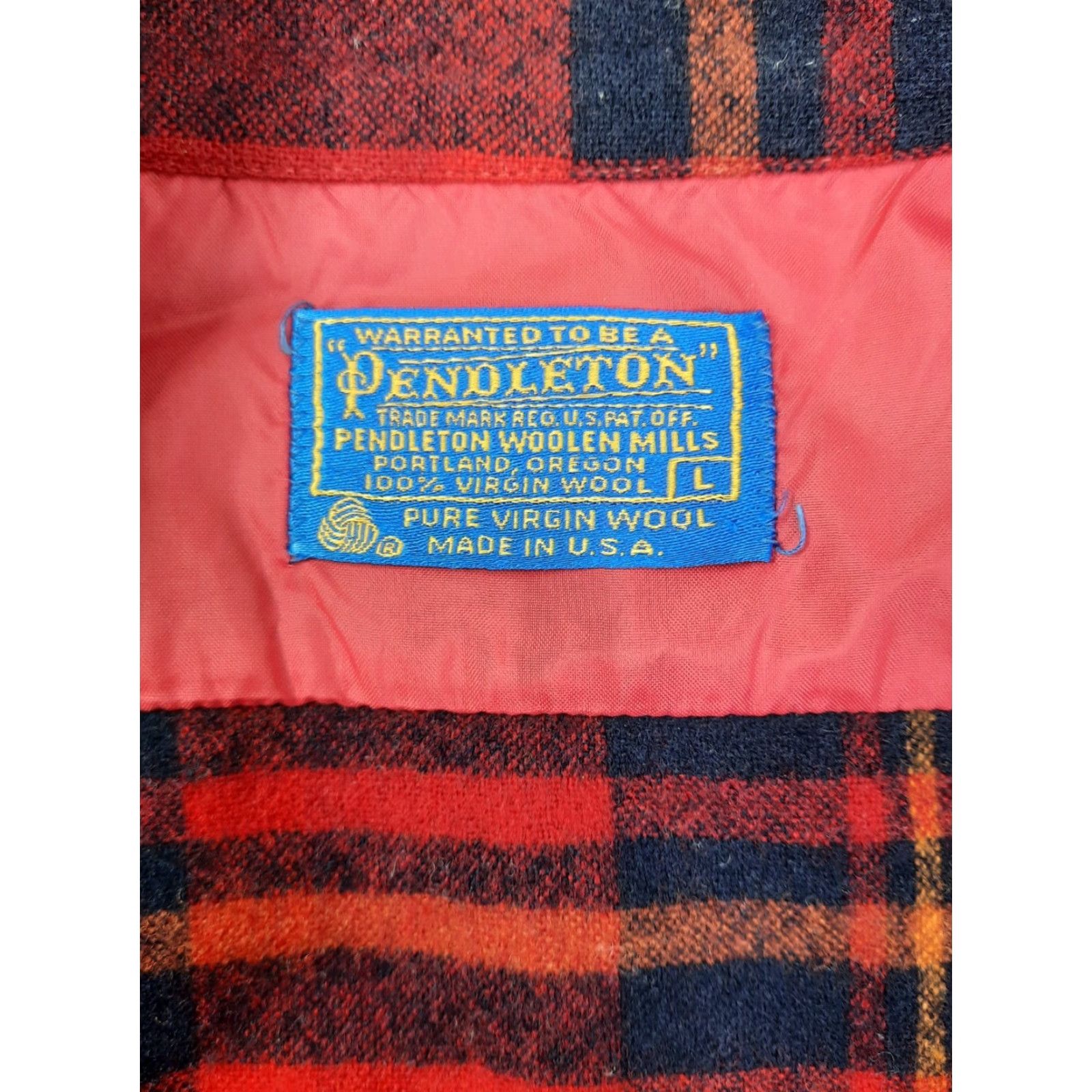 Pendleton VINTAGE Pendleton Shirt Wool Plaid Long Sleeve Mens L USA Made Red L4S Size US L / EU 52-54 / 3 - 2 Thumbnail