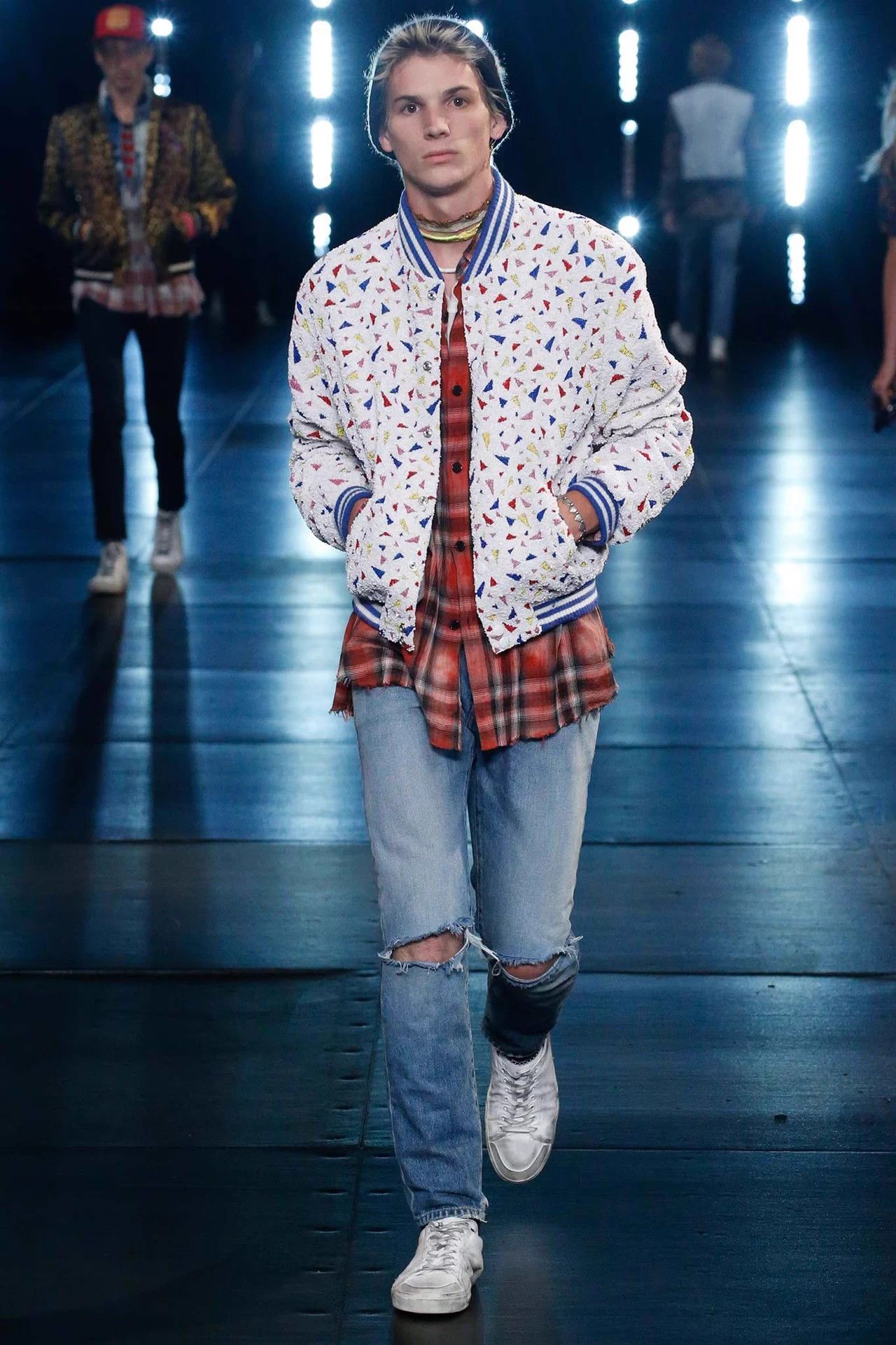 Saint Laurent Paris SLP 16ss Hedi blue wash mid-waist straight knee cut destroye Size US 31 - 7 Thumbnail