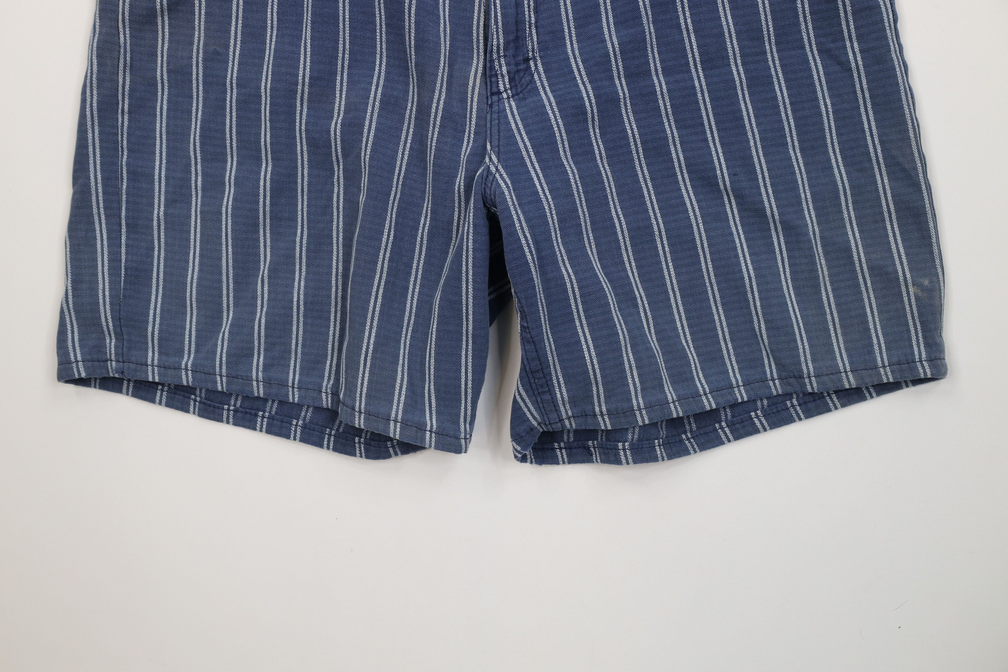 Lee Vintage 90s Lee Striped Above Knee Denim Jean Shorts Blue Size US 34 / EU 50 - 4 Thumbnail
