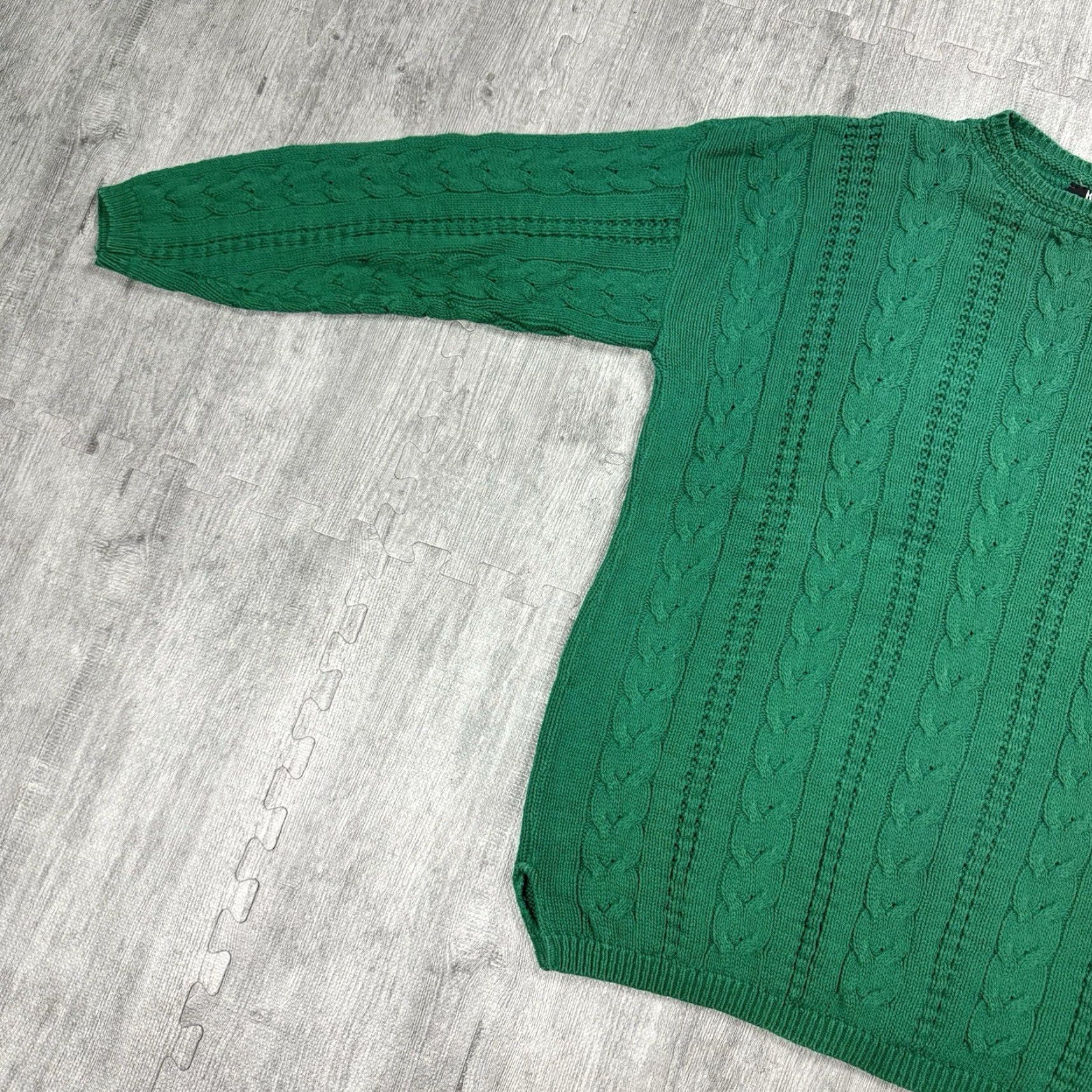 Vintage VINTAGE Rue21 Women's Cable Knit Sweater Pullover M Green 90s N/A Crewneck Long Sleeve Fall/Winter Knit Size M / US 6-8 / IT 42-44 - 5 Thumbnail