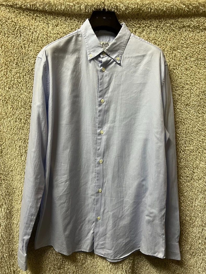 Hermes Hermes Men's Light Blue Long Sleeve Shirt Size US L / EU 52-54 / 3 - 1 Thumbnail