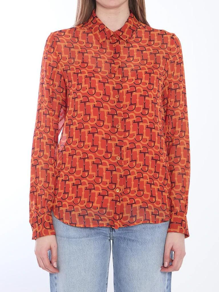 Gucci o1la5ras0526 Printed Silk Shirt in Orange Size S / US 4 / IT 40 - 1 Thumbnail
