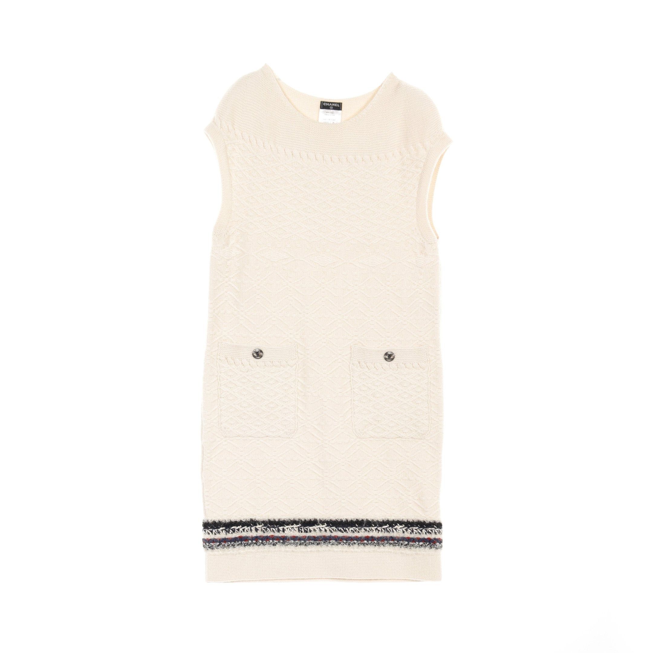 Chanel Chanel Coco Button Knit Dress No Sleeve Cashmere Ivory Size ONE SIZE - 1 Thumbnail