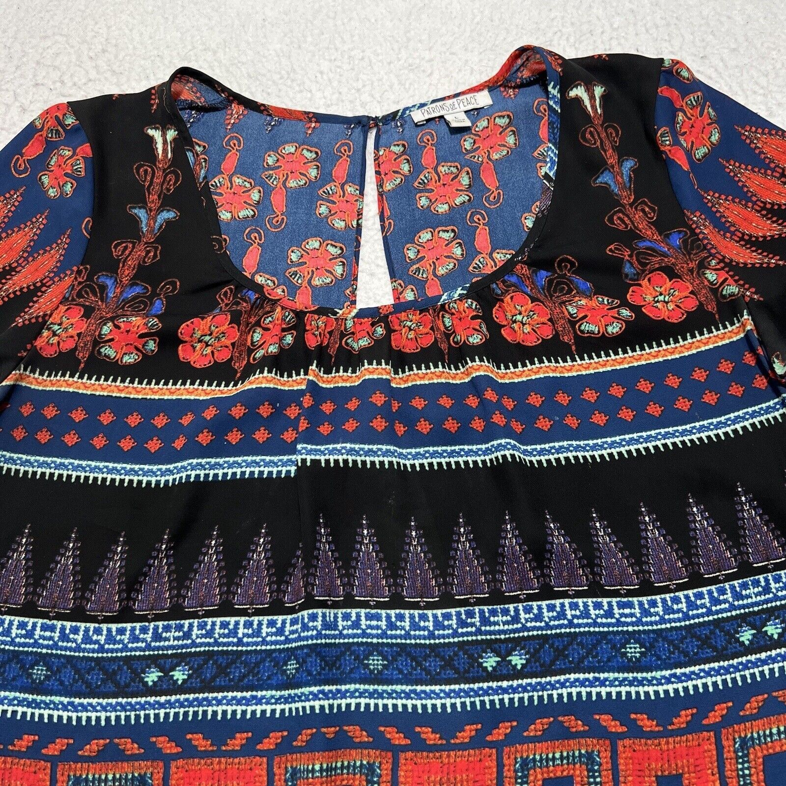 Other Patrons of Peace Boho Aztec Lightweight Open Back Blouse Size L / US 10 / IT 46 - 2 Thumbnail