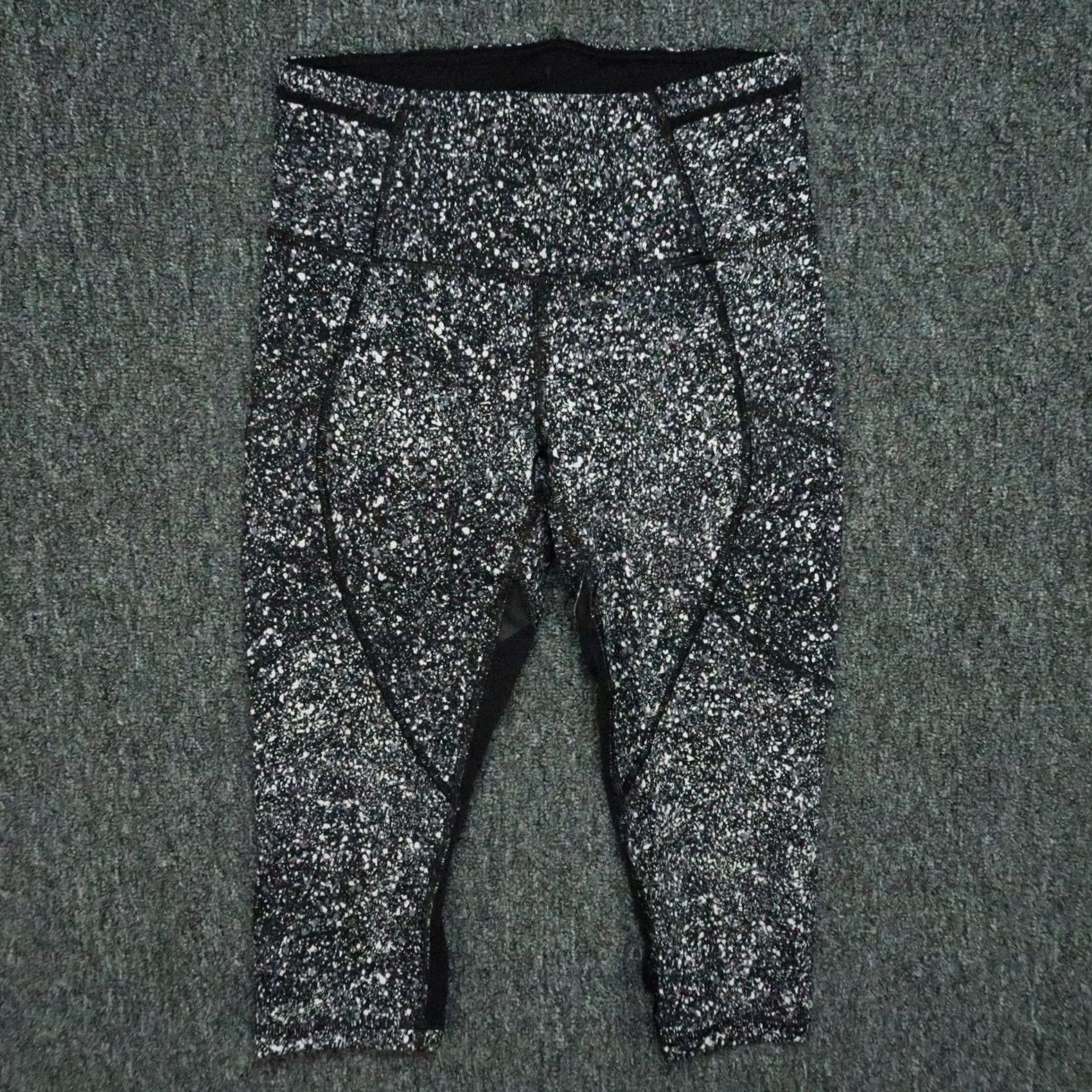 Lululemon Lululemon Womens Leggings Black Speckled Tight Stuff Crop Yoga Training Pants 4 Size 27" / US 4 / IT 40 - 2 Thumbnail