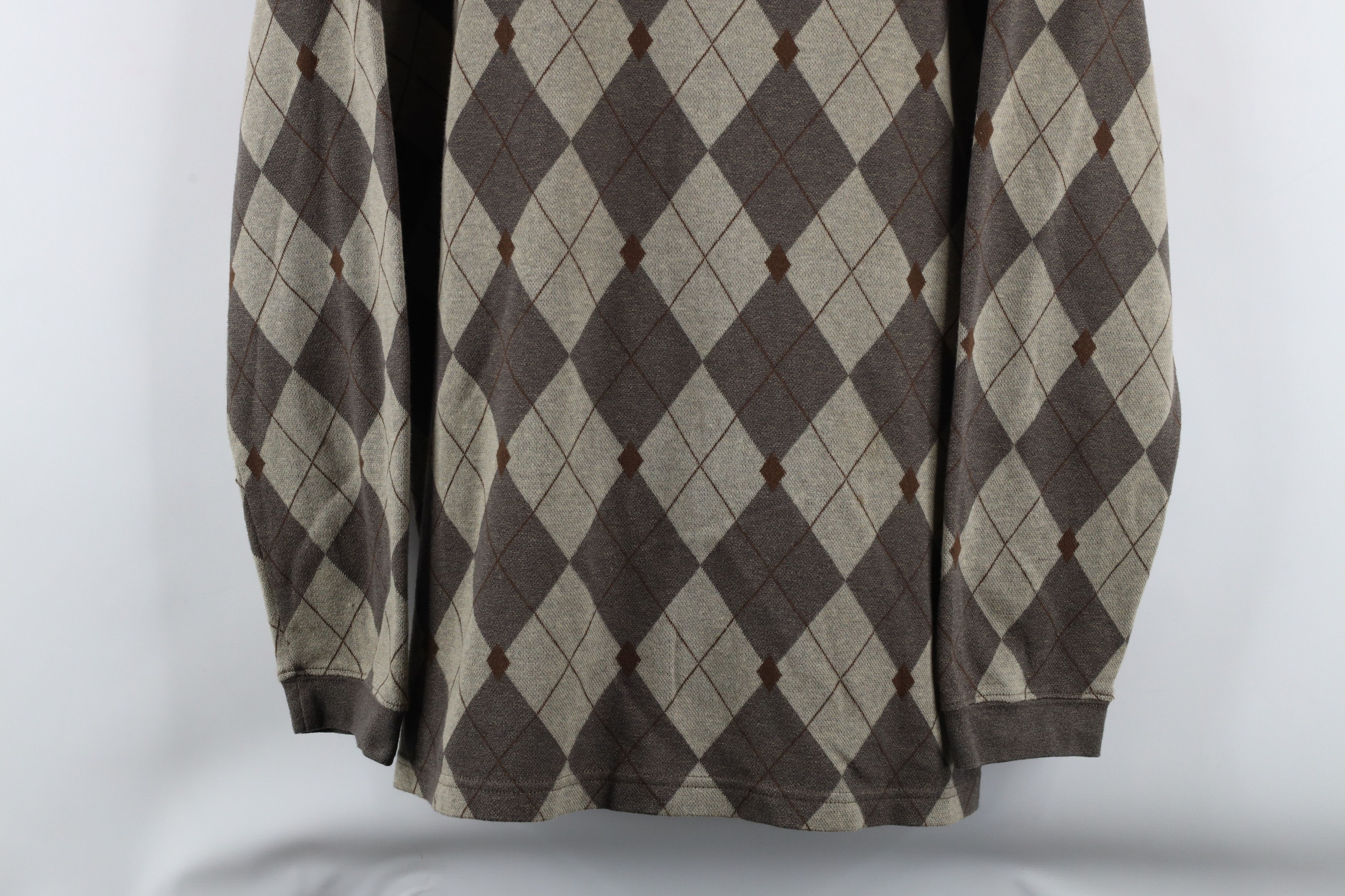 Vintage Vintage 90s Streetwear Argyle Diamond Long Sleeve Rugby Polo Size US L / EU 52-54 / 3 - 3 Thumbnail