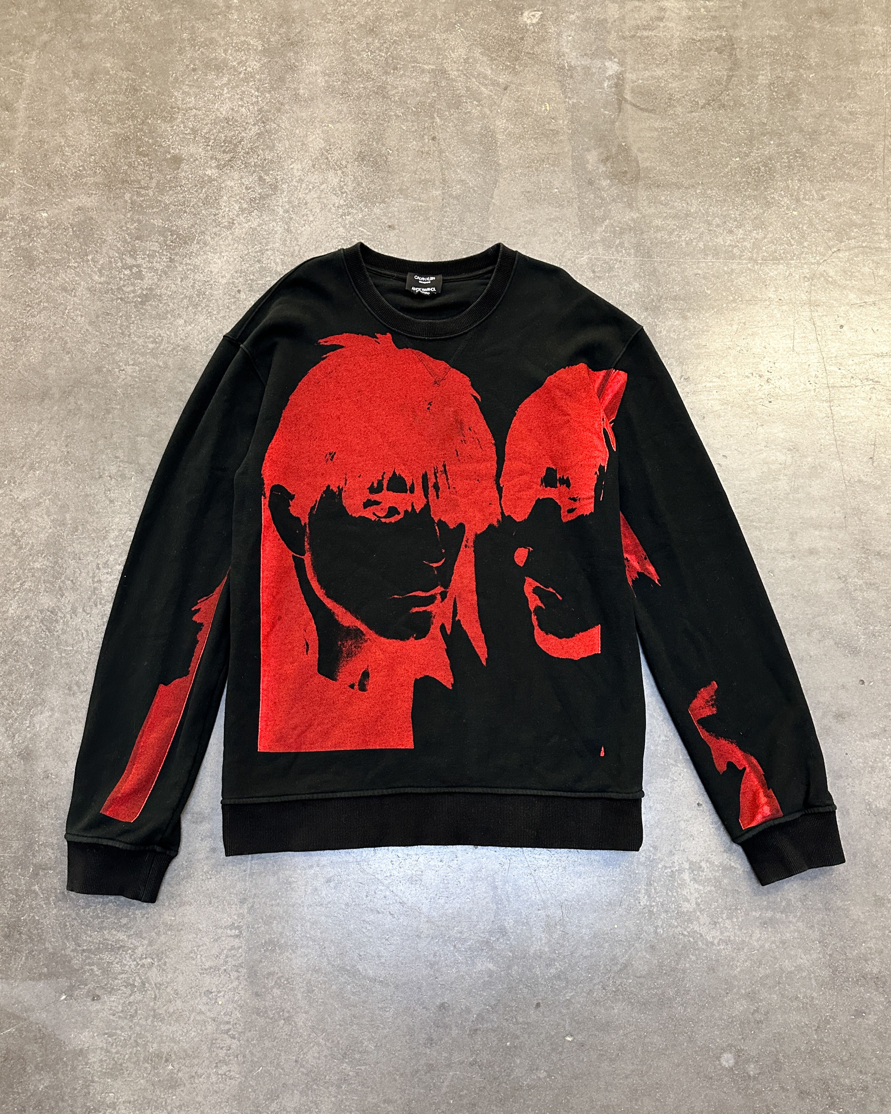 image of Calvin Klein x Calvin Klein 205W39Nyc Stephen Sprouse Screenprinted Sweater in Black (Size XL)