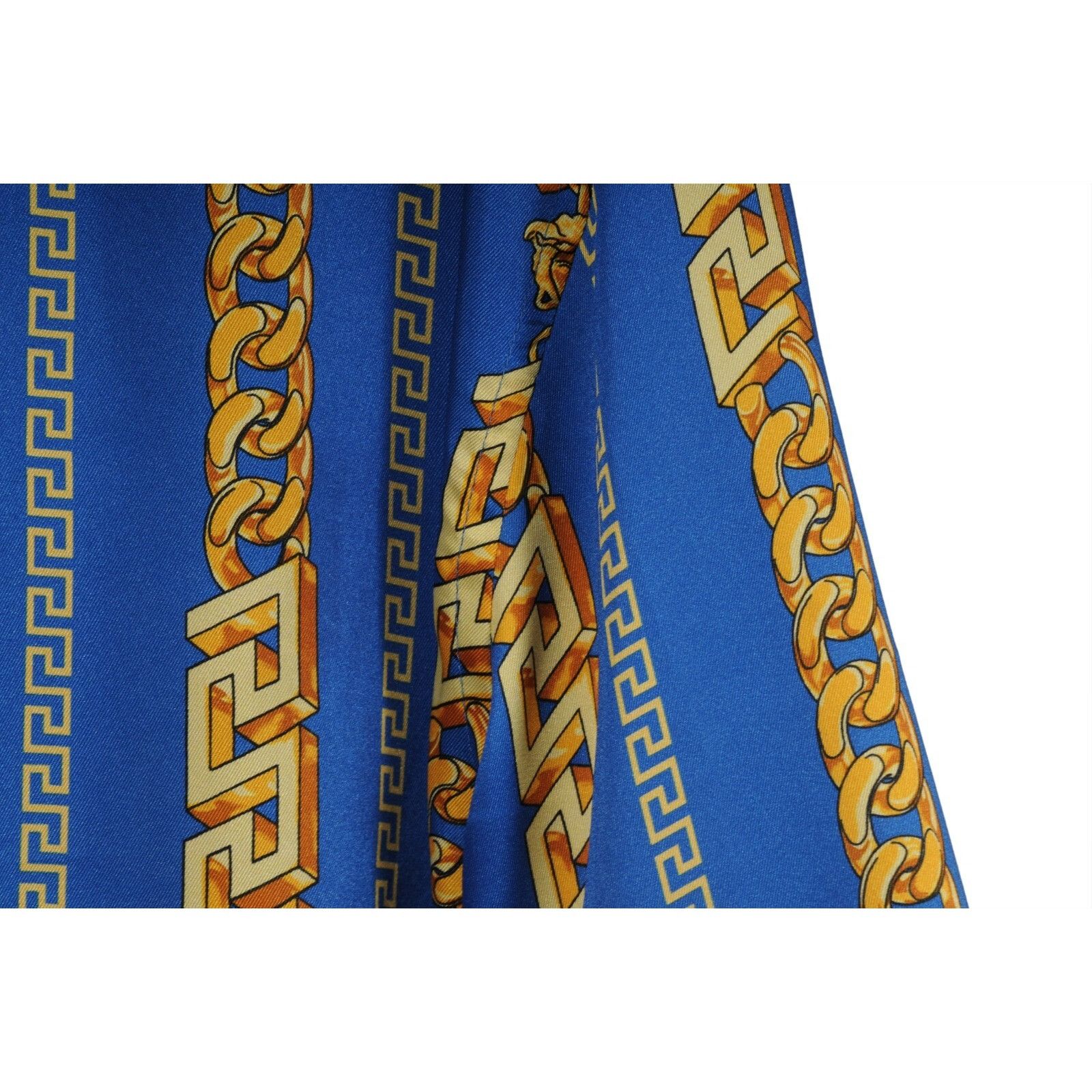 Versace Chain Link Bowling Shirt IT 48 Blue Gold Size US M / EU 48-50 / 2 - 6 Thumbnail