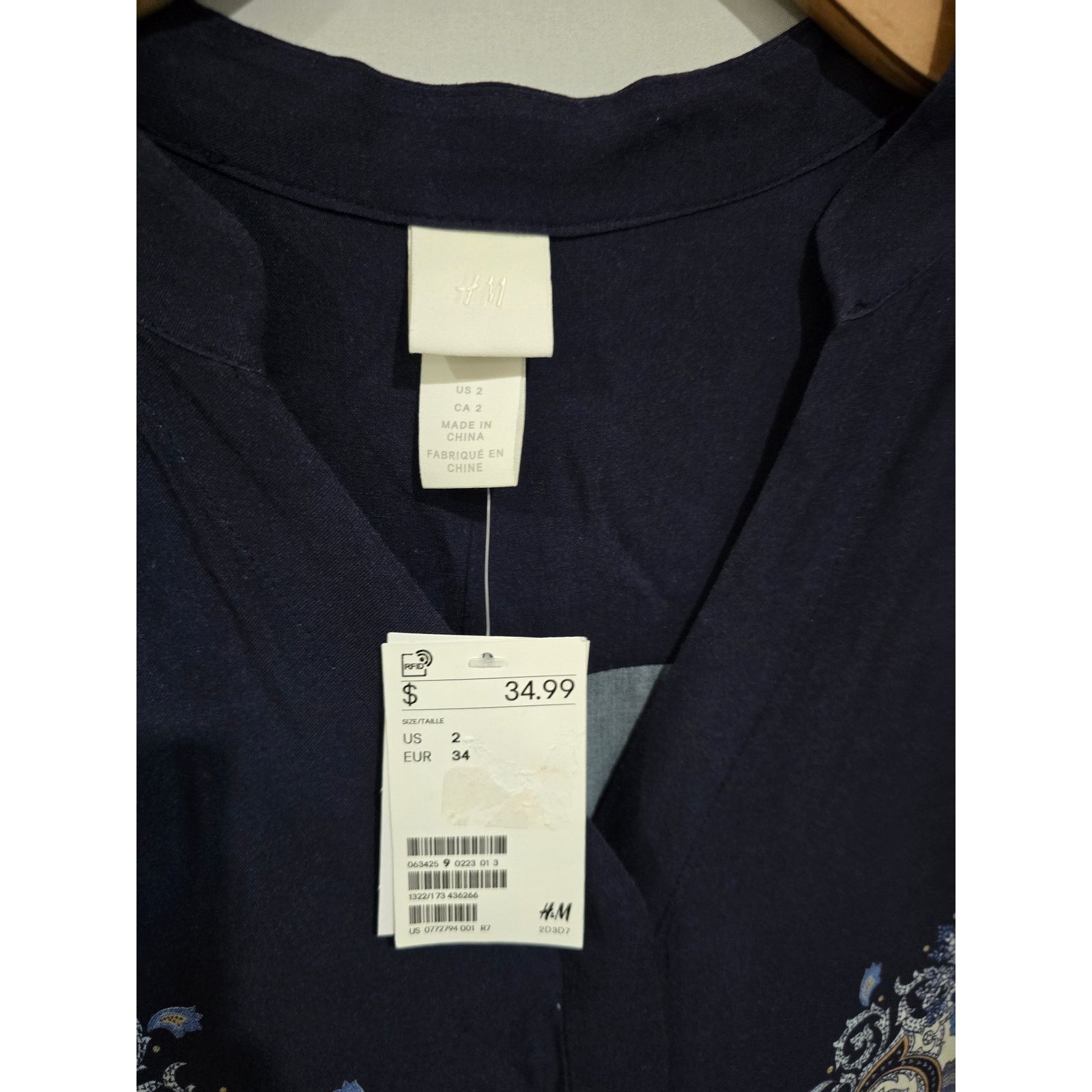 H&M H&M Women’s Blue Short Sleeve Button-Down Midi Dress Size 2 Size XS / US 0-2 / IT 36-38 - 7 Thumbnail