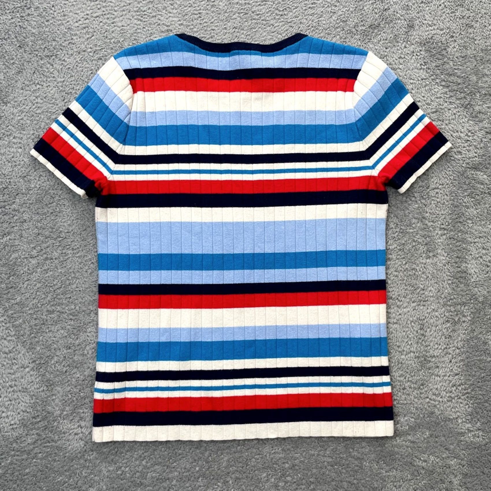 Ralph Lauren Lauren Ralph Lauren Womens Large Blue Striped Knit Cotton Shirt Size L / US 10 / IT 46 - 2 Thumbnail