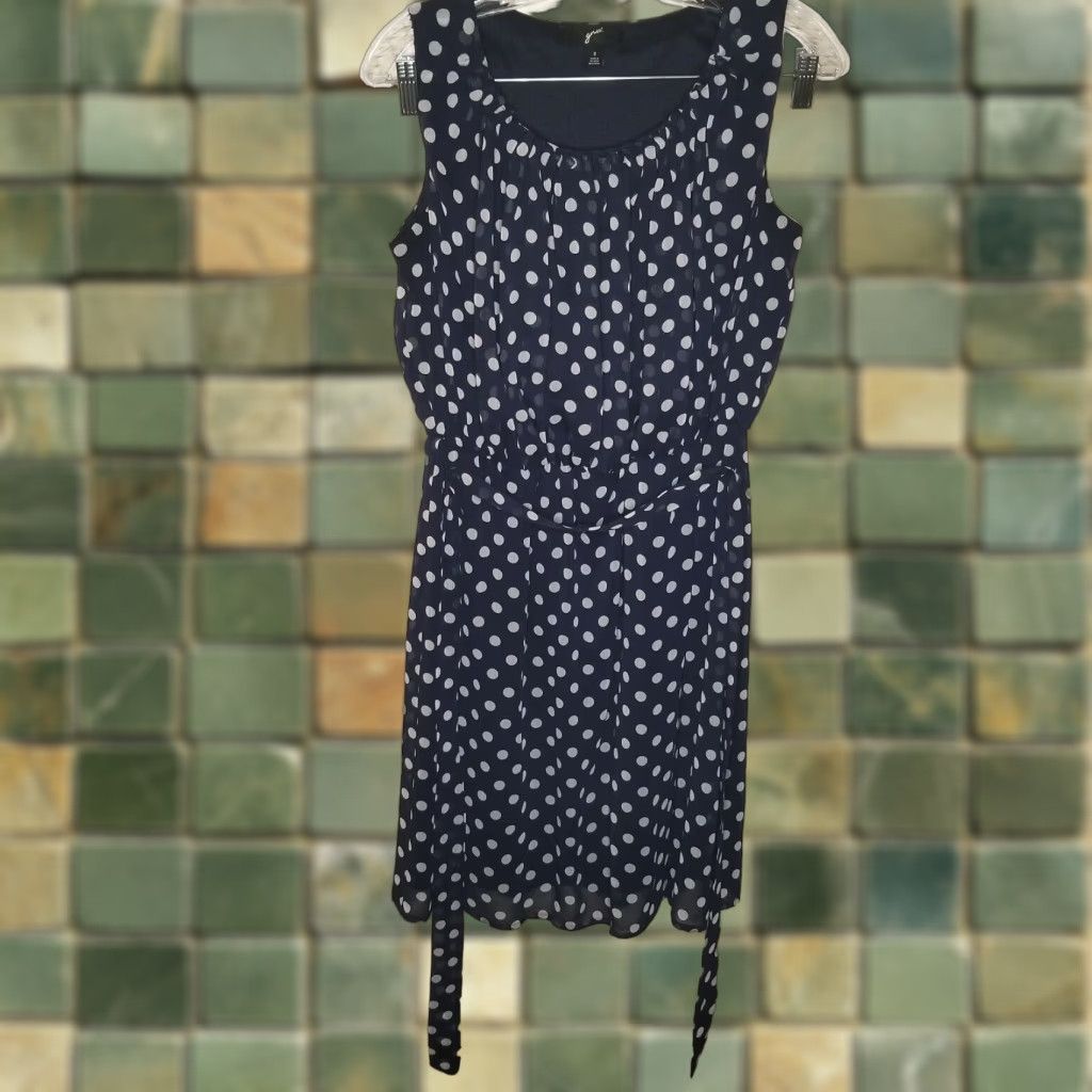Vintage GNW Womens Sleeveless Blue White Polka Dot Knee Length Dress Size 8 Size M / US 6-8 / IT 42-44 - 1 Thumbnail