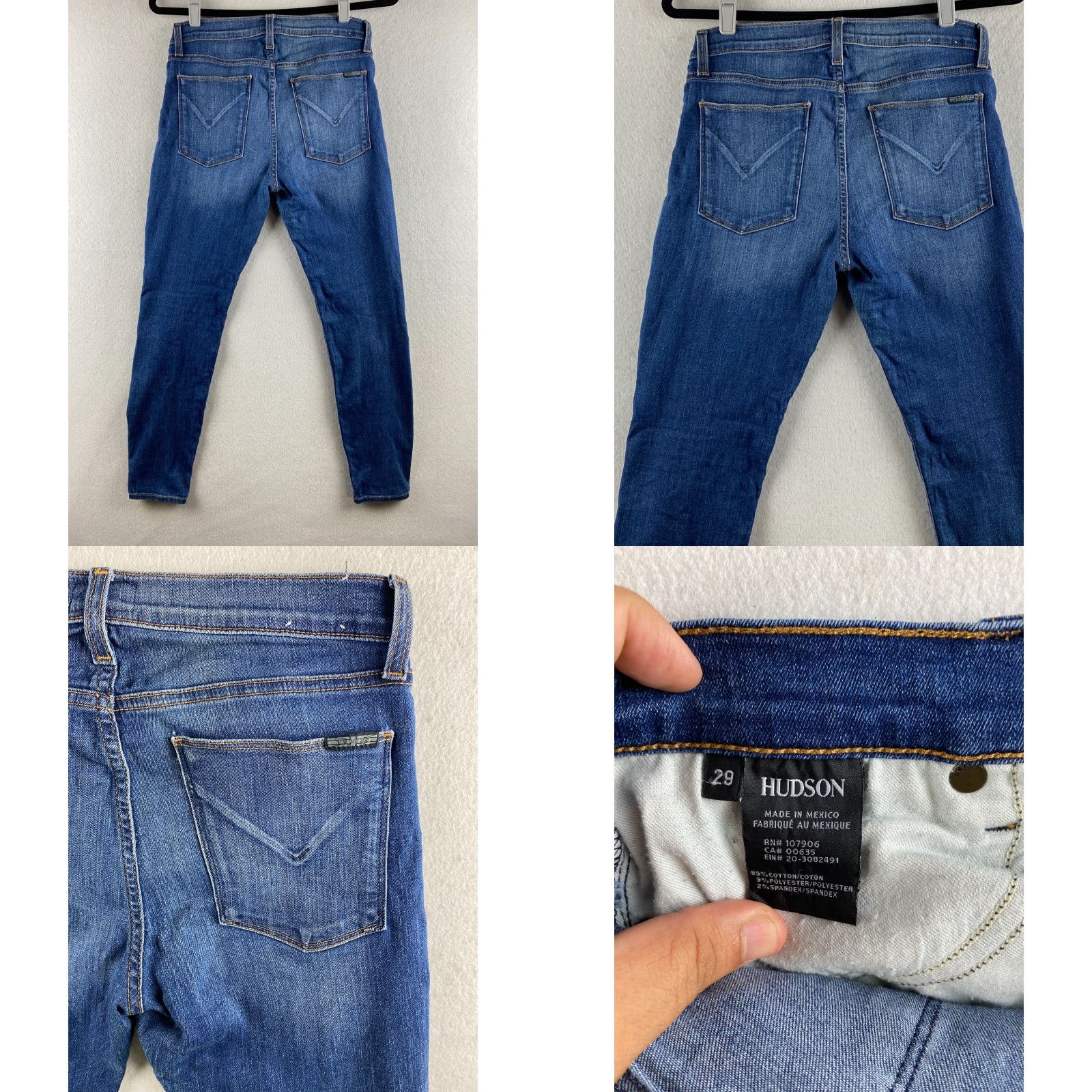 Hudson Hudson Jeans Womens 29 Ankle Tapered Stretch Distressed Denim Dark Wash 29x27 Jeans Mens? Size 29" - 8 Thumbnail