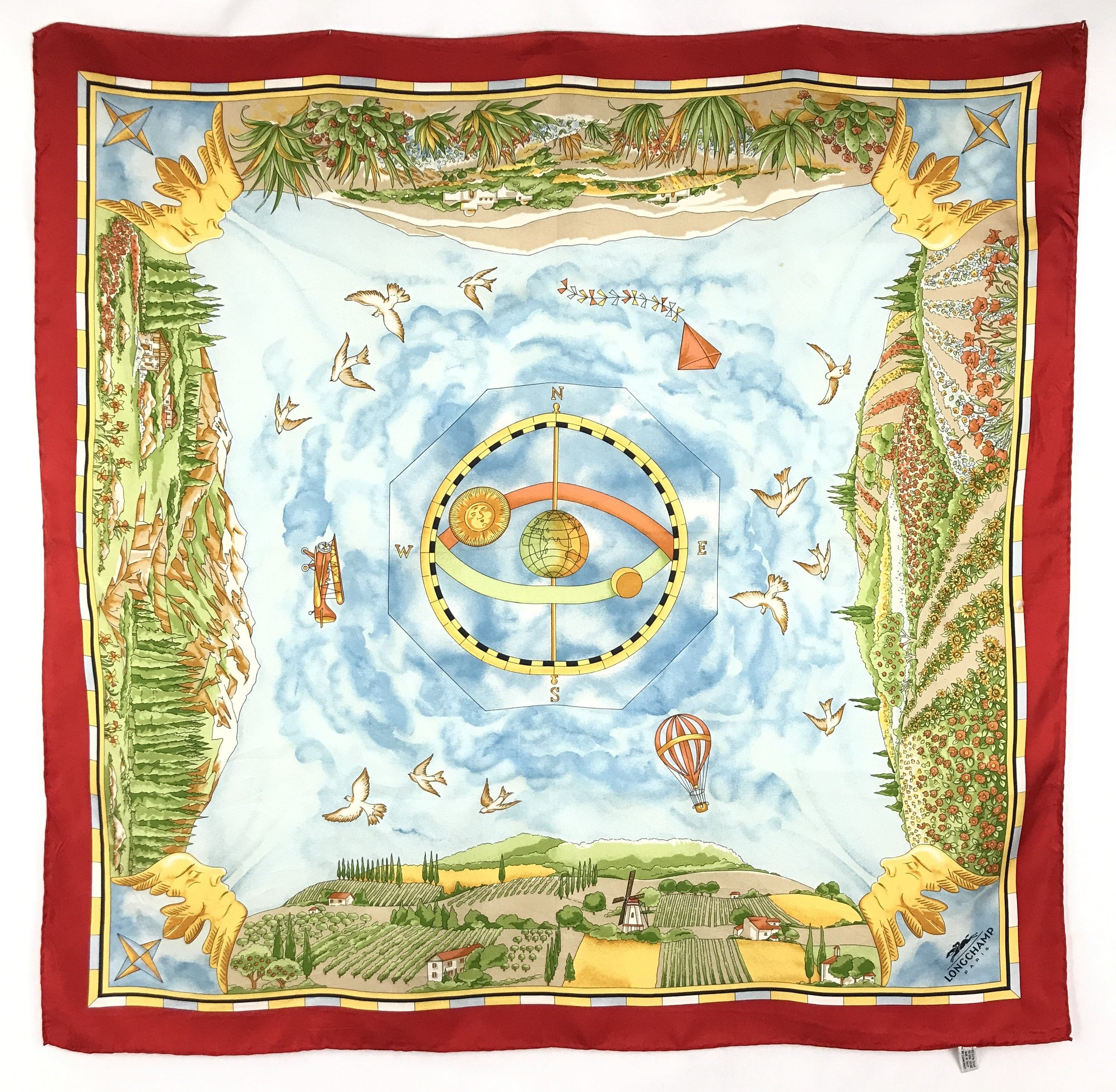 Longchamp × Vintage Vintage Longchamp Silk Scarf Size ONE SIZE - 1 Thumbnail