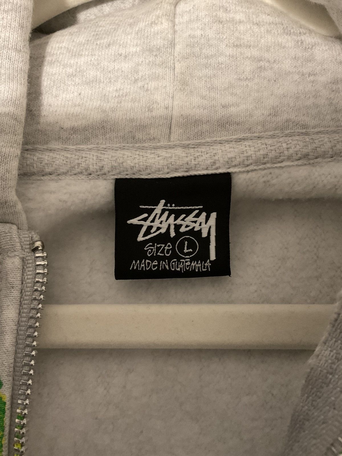 Stussy Stussy Web Zip Hoodie - Heather Grey with Green Splatter Size US L / EU 52-54 / 3 - 5 Thumbnail