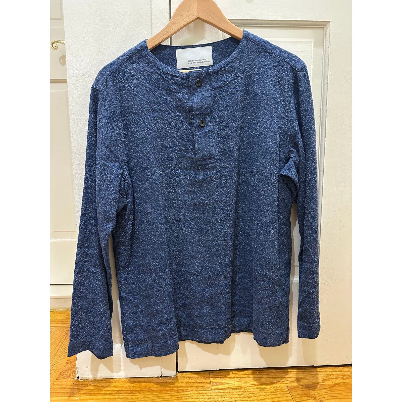 S.E.H. Kelly SEH Kelly British Indigo Denim Blue Pilled Henley Shirt S Size US S / EU 44-46 / 1 - 1 Thumbnail