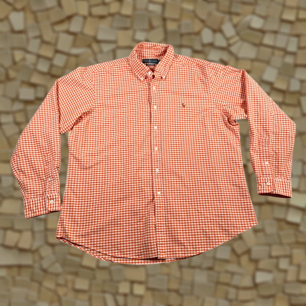 Ralph Lauren VINTAGE Ralph Lauren Shirt Adult 2XL 2XL Orange White Gingham Check 90s Preppy Button-Down Collar Mens Size US XXL / EU 58 / 5 - 1 Thumbnail