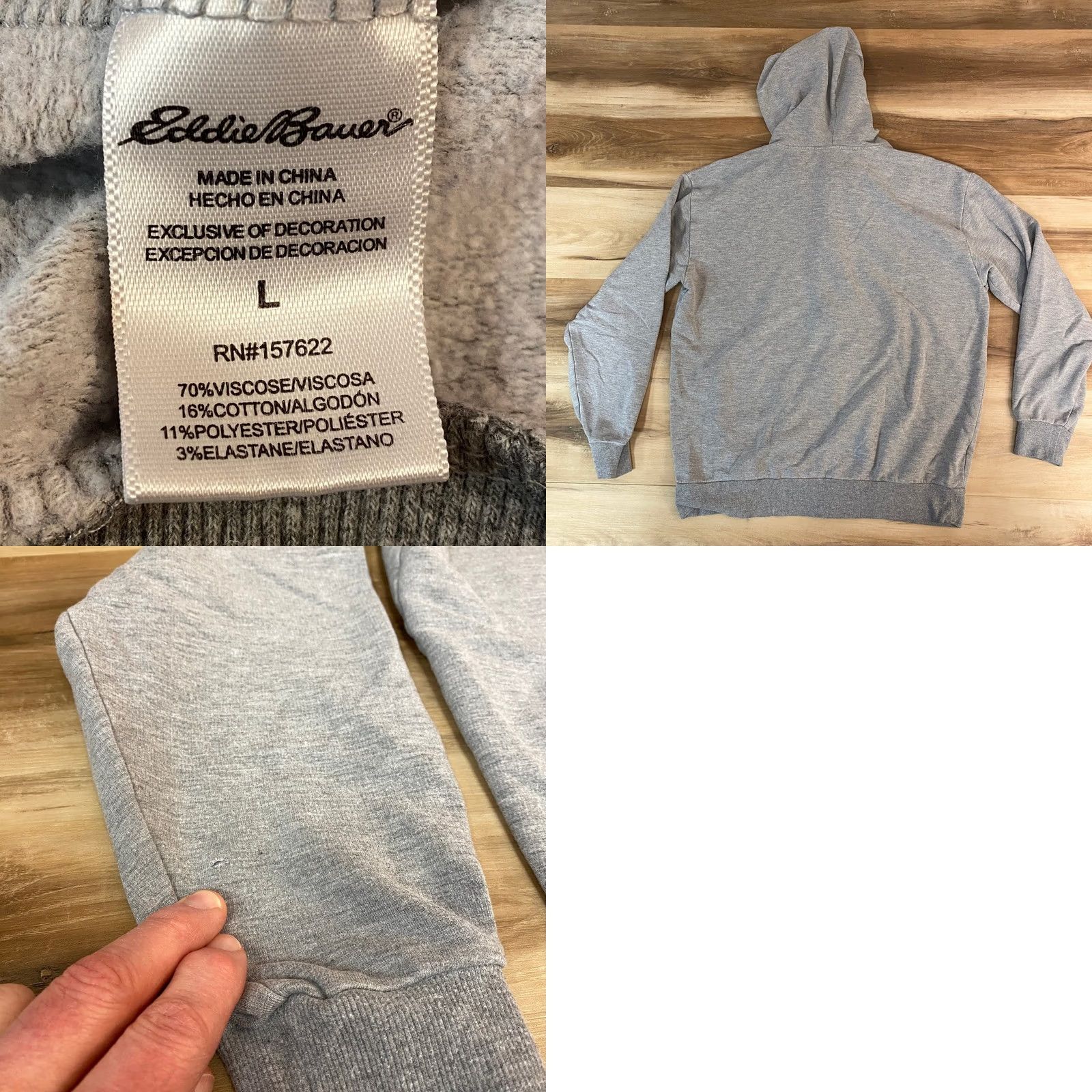 Eddie Bauer Eddie Bauer Mens Full Zip Hoodie Heather Gray Viscose Blend Sweatshirt Large Size US L / EU 52-54 / 3 - 8 Thumbnail