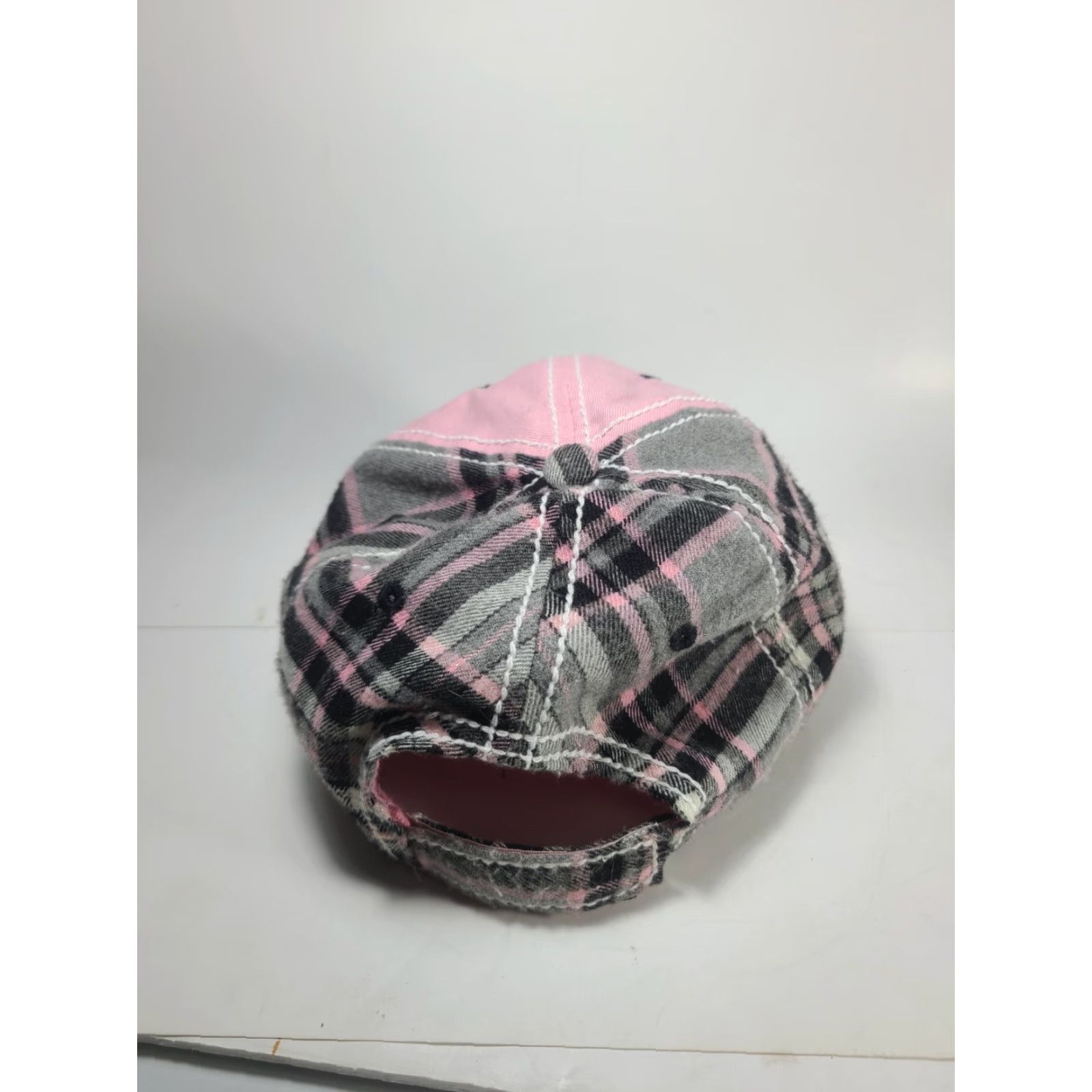 Pinko Cap America MaxYield Cooperative Hat Baseball Cap Pink Plaid Cotton Canvas Adjustable Unisex Adults Farmers Farming Theme 90s? Size ONE SIZE - 5 Thumbnail