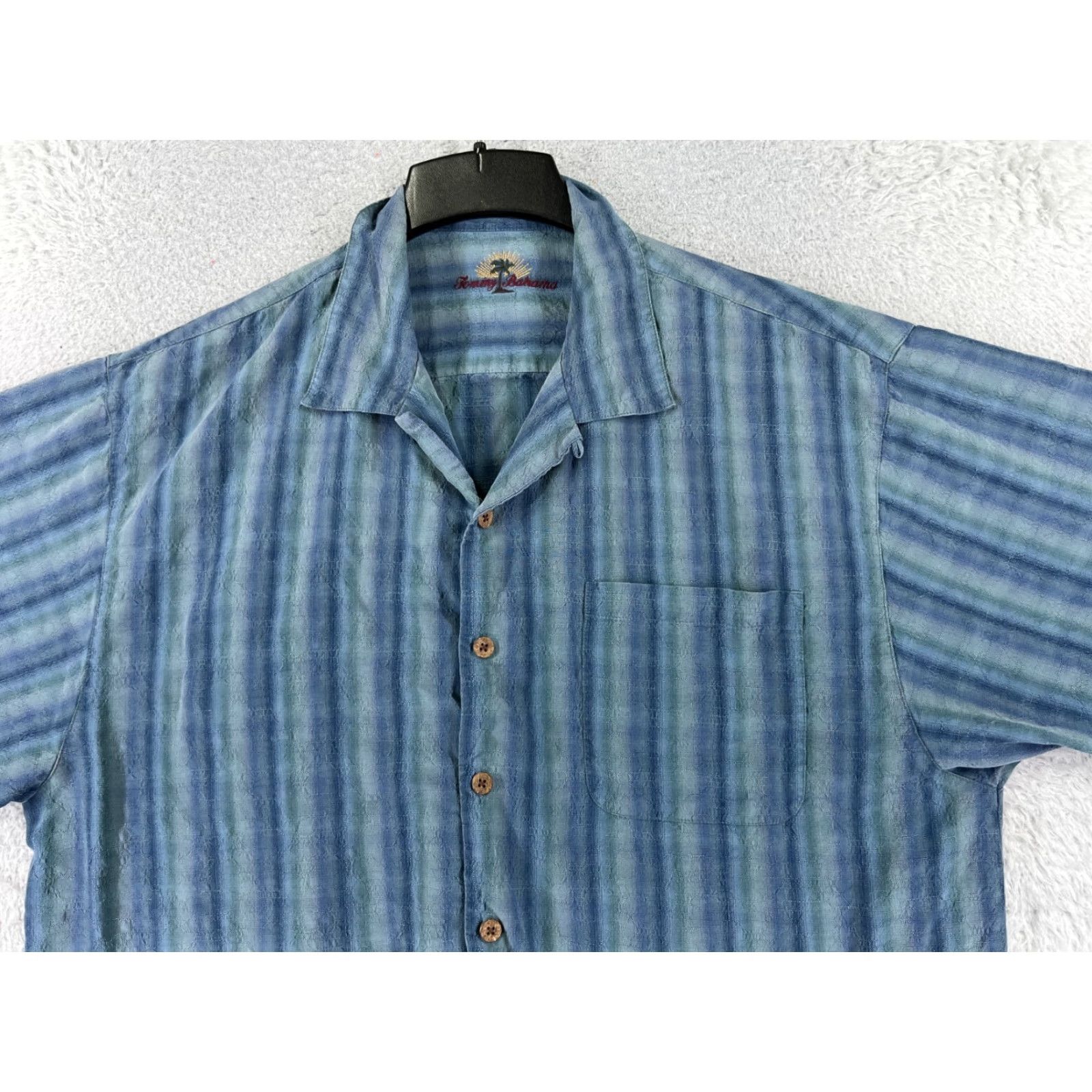 Tommy Bahama Tommy Bahama Shirt Men Extra Large Blue Stripe 100% Silk Button Up Hawaiian Size US XL / EU 56 / 4 - 4 Thumbnail