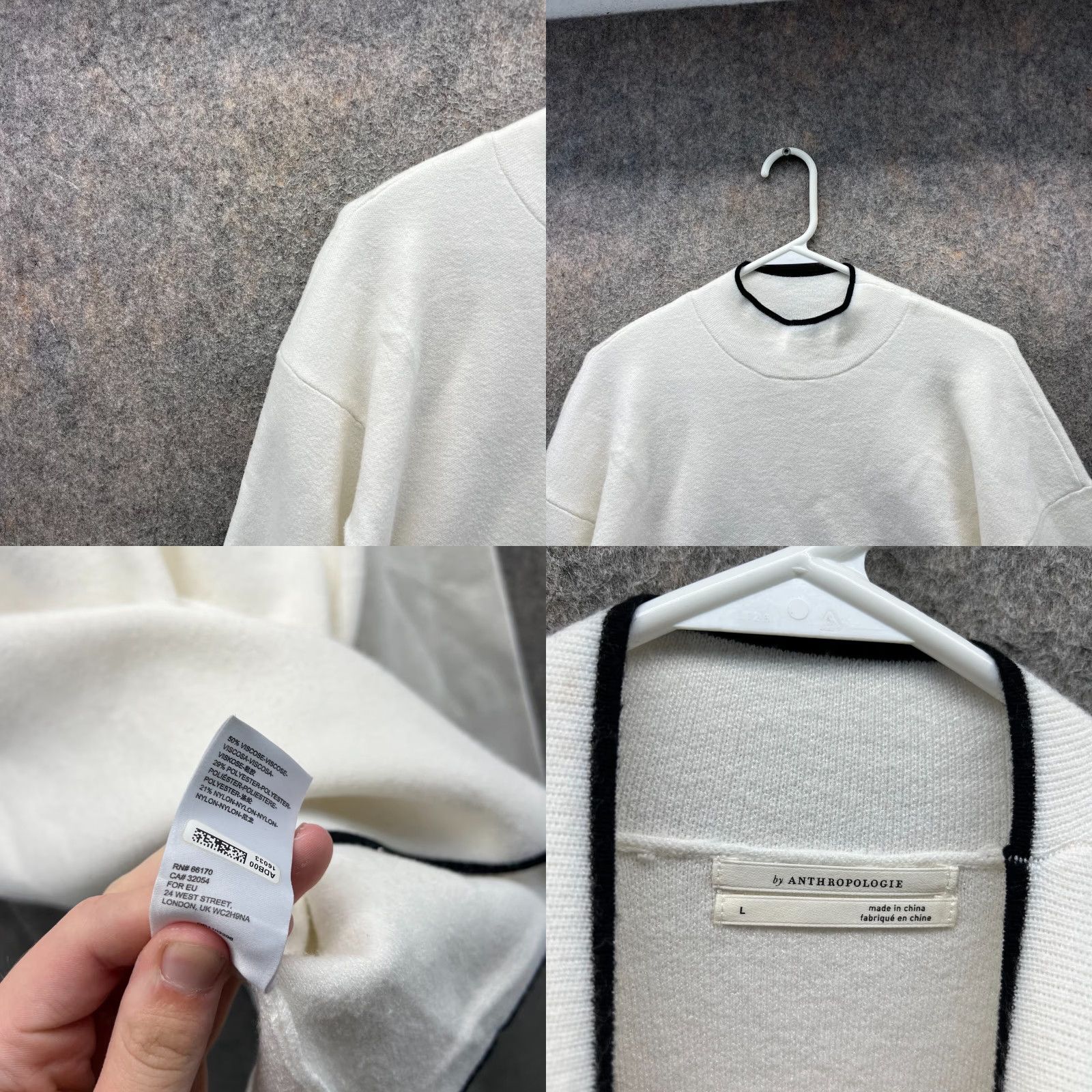 Anthropologie VINTAGE? No. Anthropologie Sweater Womens Large White Fleece Pullover Viscose Mock Neck Size L / US 10 / IT 46 - 8 Thumbnail