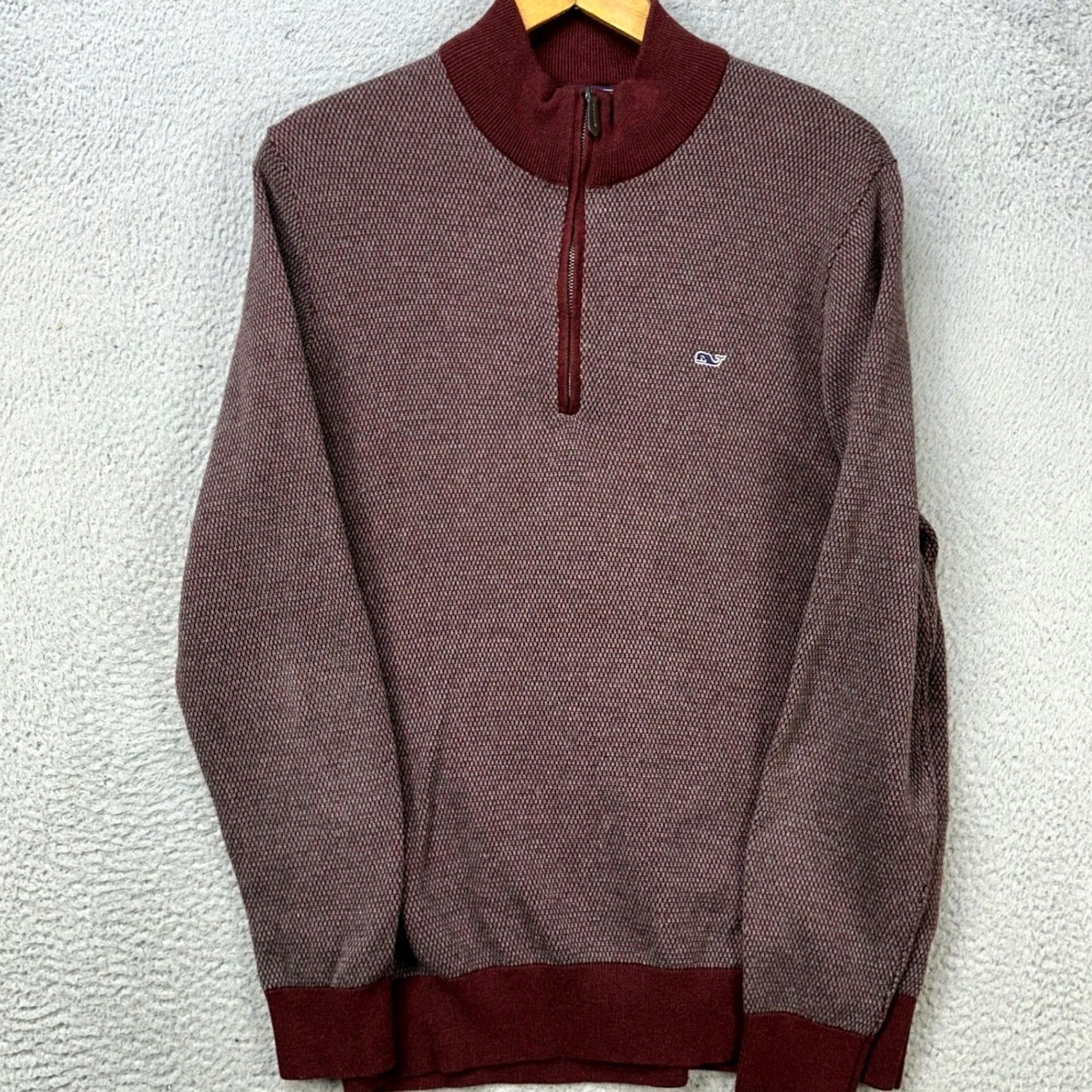 Vineyard Vines Vineyard Vines Merino Wool Sweater Pullover Mens Large Burgundy Knit Quarter Zip Shirt Size US L / EU 52-54 / 3 - 2 Thumbnail