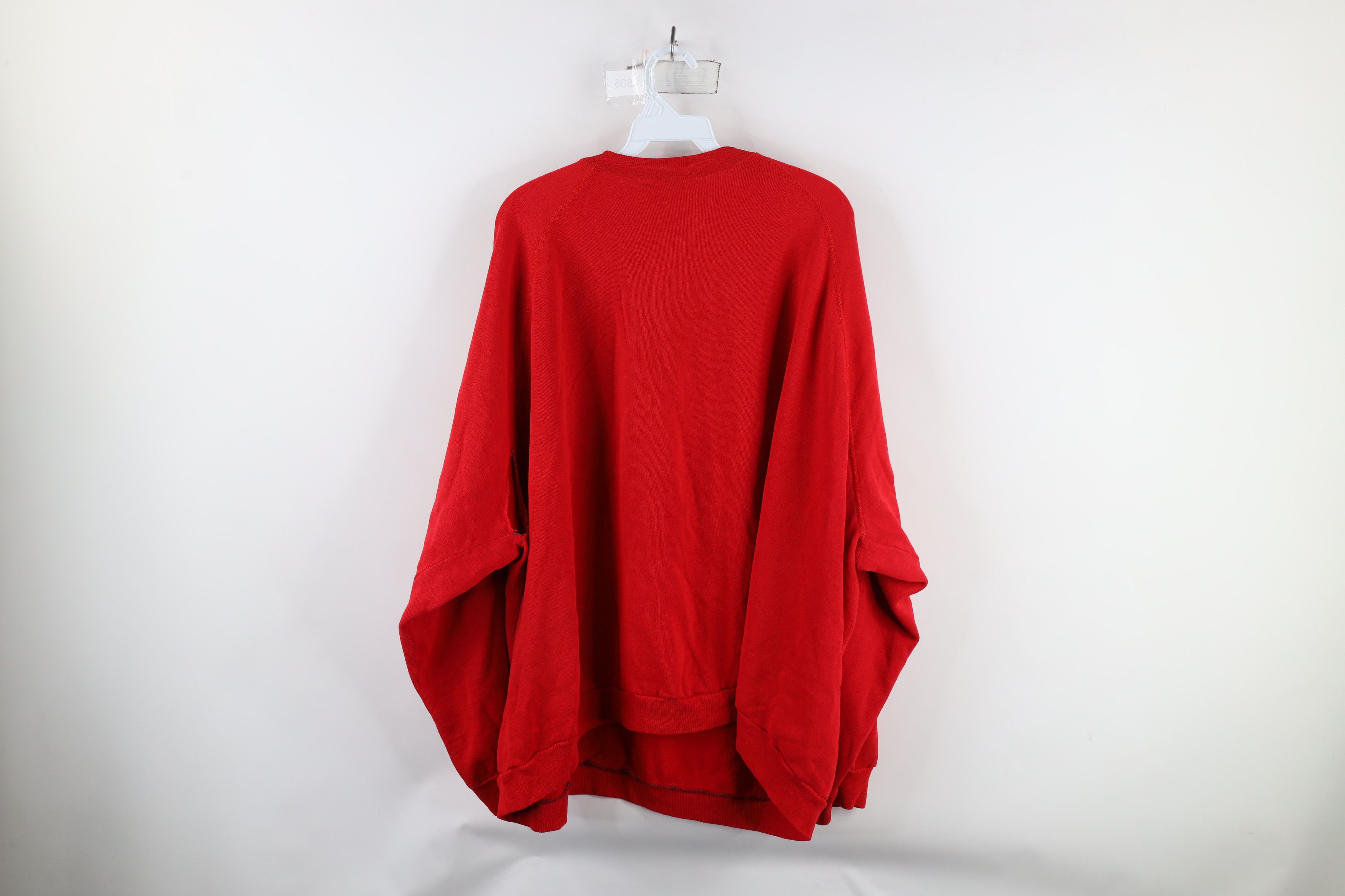 Vintage Vintage 90s Streetwear Blank Raglan Sweatshirt Red USA Size US XXL / EU 58 / 5 - 9 Thumbnail