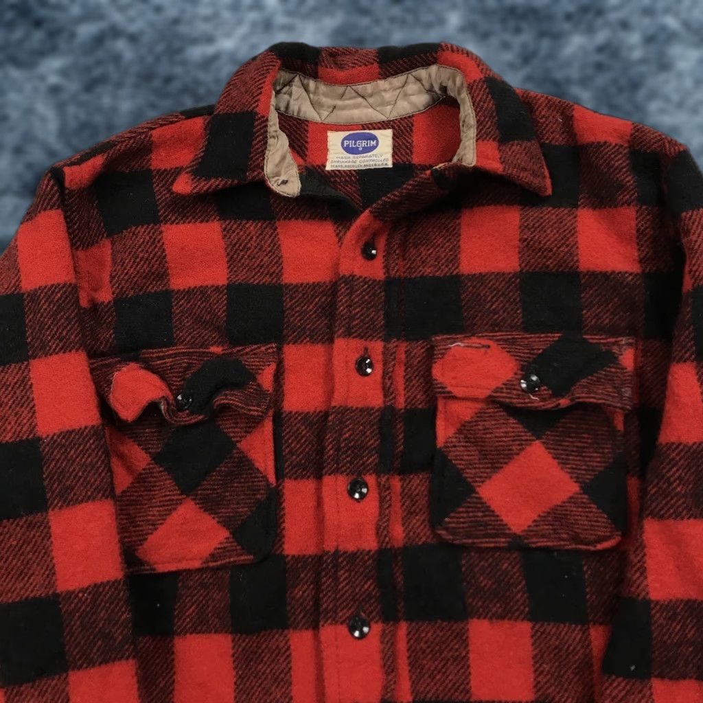 Vintage VINTAGE Pilgrim Shirt Mens M Red Buffalo Plaid Wool Flannel Hunting 60s USA Button-Up Long Sleeve Pockets Cardigan? Size US M / EU 48-50 / 2 - 1 Thumbnail