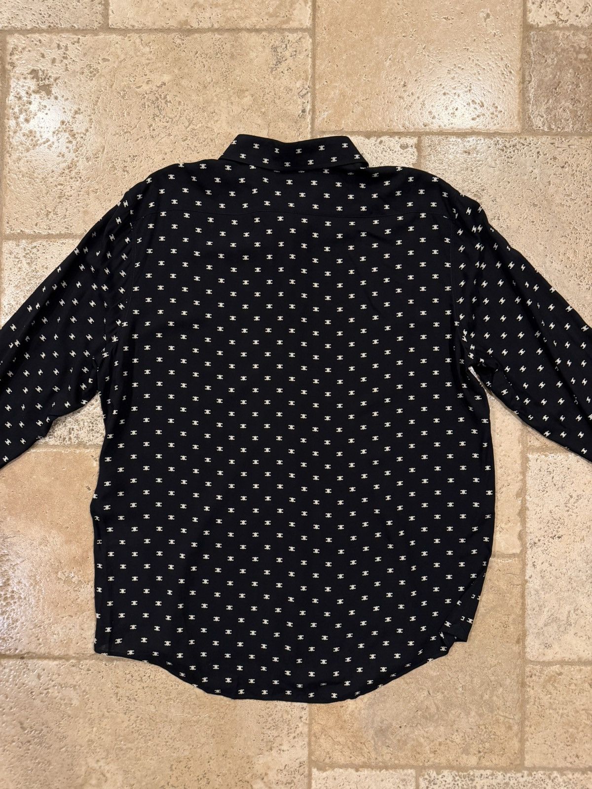 Celine Celine x Hedi Loose Viscoe Triomphe Logo Print Button Shirt Size US L / EU 52-54 / 3 - 10 Thumbnail
