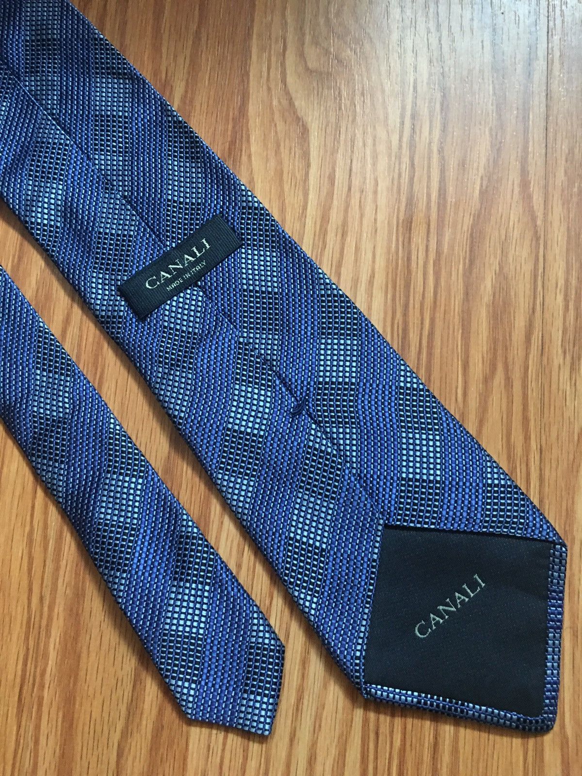 Canali × Designer CANALI Blue Designer Silk Italy Mens Tie Size ONE SIZE - 5 Thumbnail