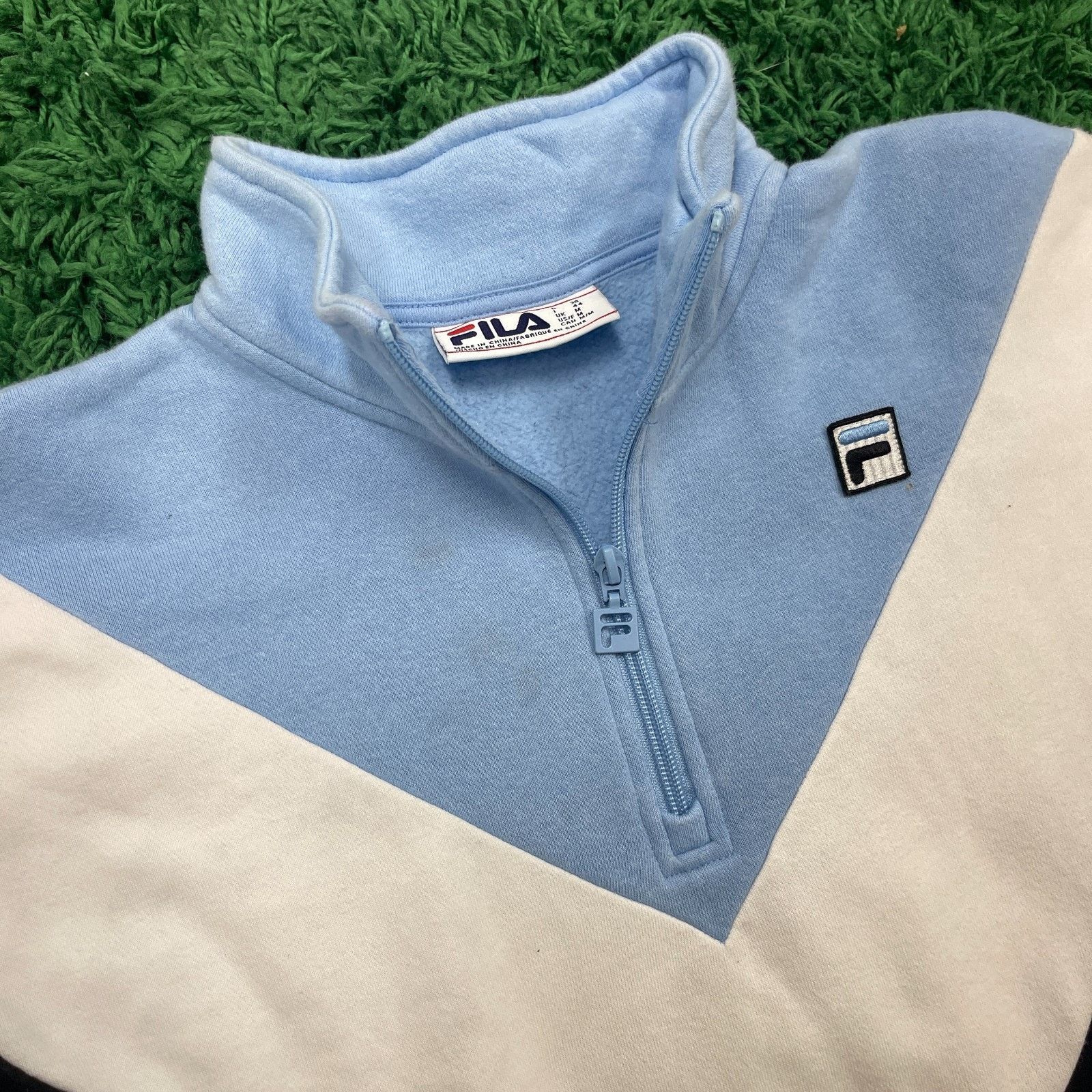 Fila × Vintage Fila Women's 1/4 Zip Pullover Sweatshirt Sweater Blue Black Size M / US 6-8 / IT 42-44 - 4 Thumbnail