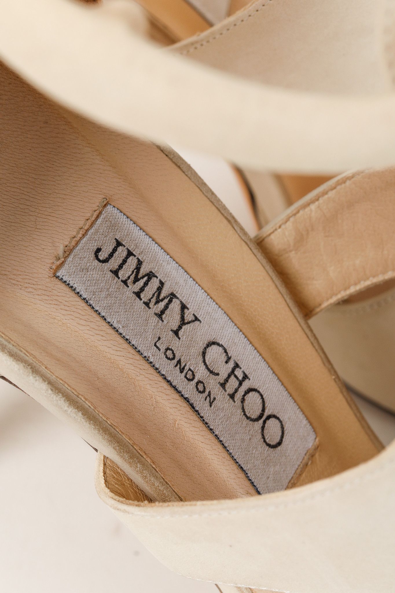 Jimmy Choo Jimmy Choo Tinsay Cream Nubuck-Leather Cutout Sandals Size US 9.5 / IT 39.5 - 12 Thumbnail