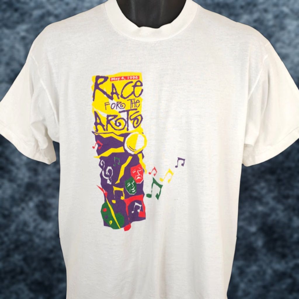 Fruit Of The Loom VINTAGE Fruit of the Loom T-Shirt Mens Large White 90s 1996 Luzerne County Race For The Arts 10K Music runner running Shirt Mens Size US L / EU 52-54 / 3 - 1 Thumbnail