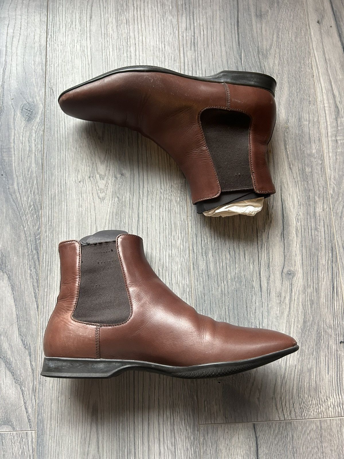 Prada Prada Brown Leather Chelsea Boots Size US 6 / EU 39 - 2 Thumbnail