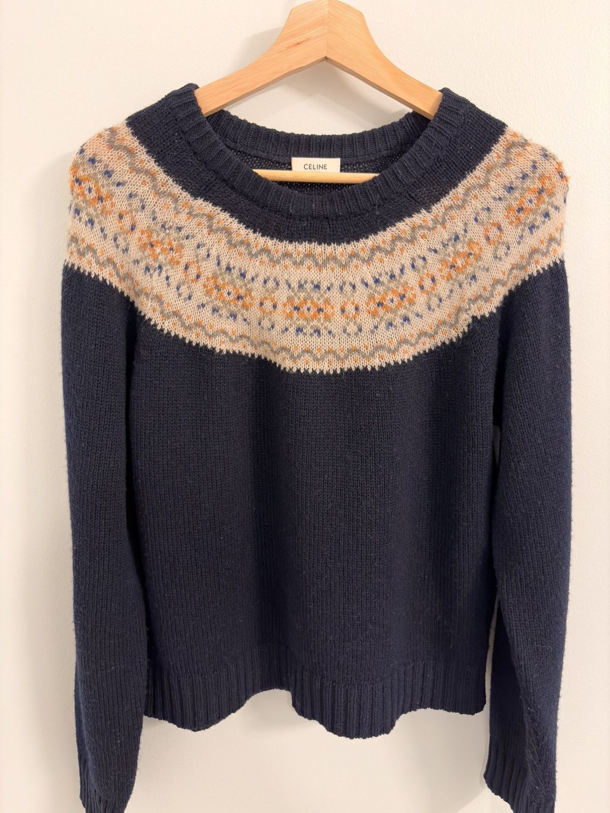 Celine TRIOMPHE FAIR ISLE WOOL SWEATER Size US M / EU 48-50 / 2 - 1 Thumbnail