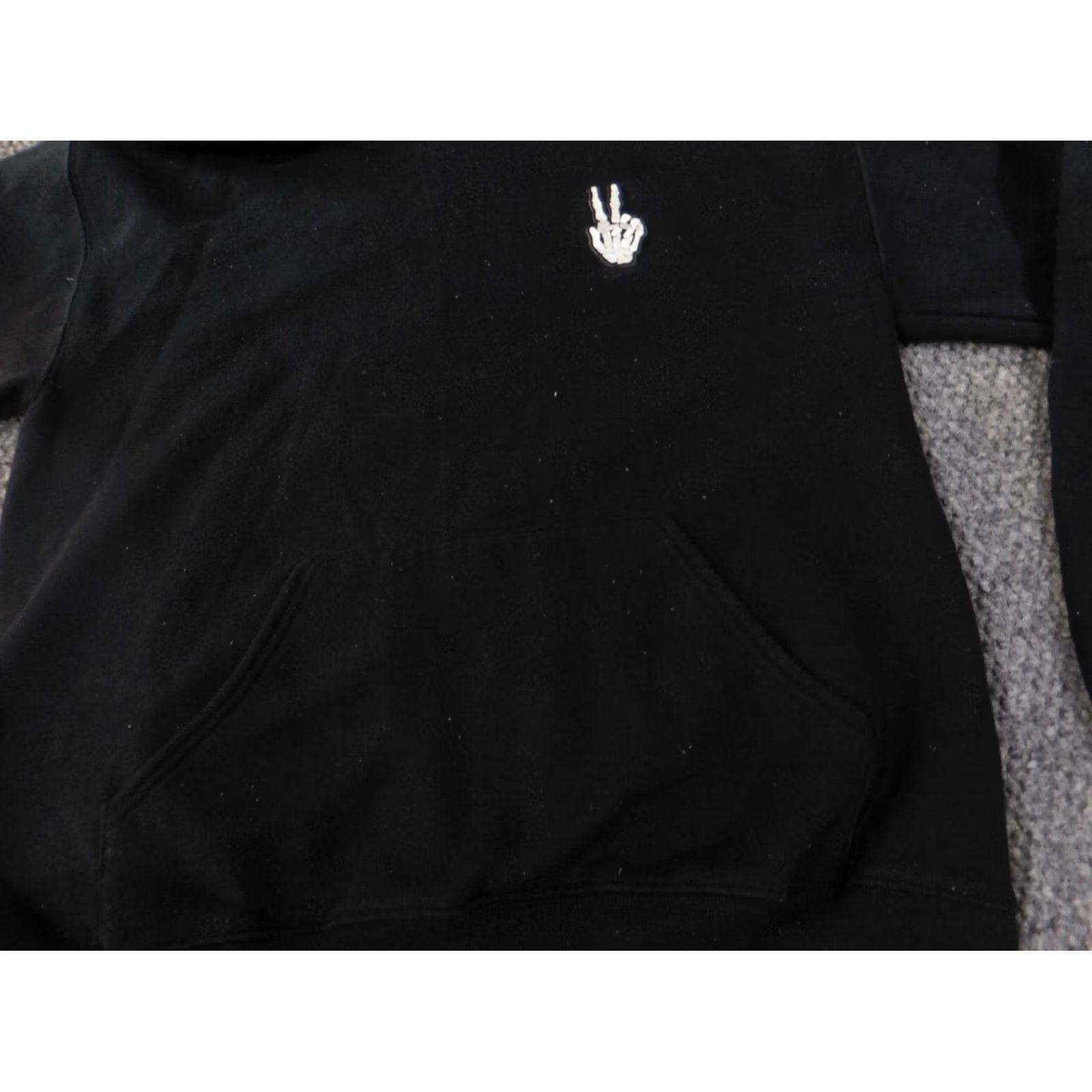 Vintage bowery supply co Hoodie Mens Small Black Zip Pullover Skeleton Peace Logo American Knit Cotton Regular pullover style Size US S / EU 44-46 / 1 - 5 Thumbnail
