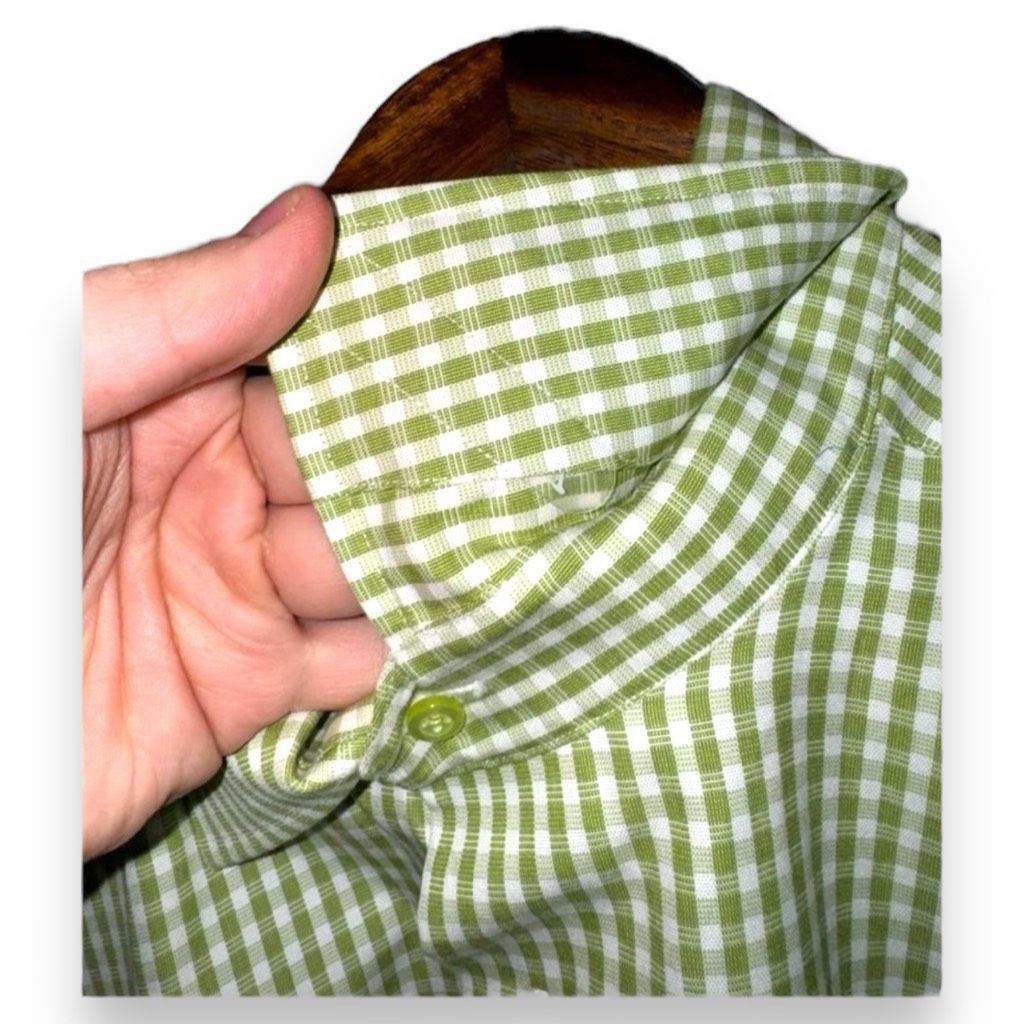 David Donahue David Donahue Green Check Trim Fit Dress Shirt Size L 16.5 3 Size US L / EU 52-54 / 3 - 5 Thumbnail