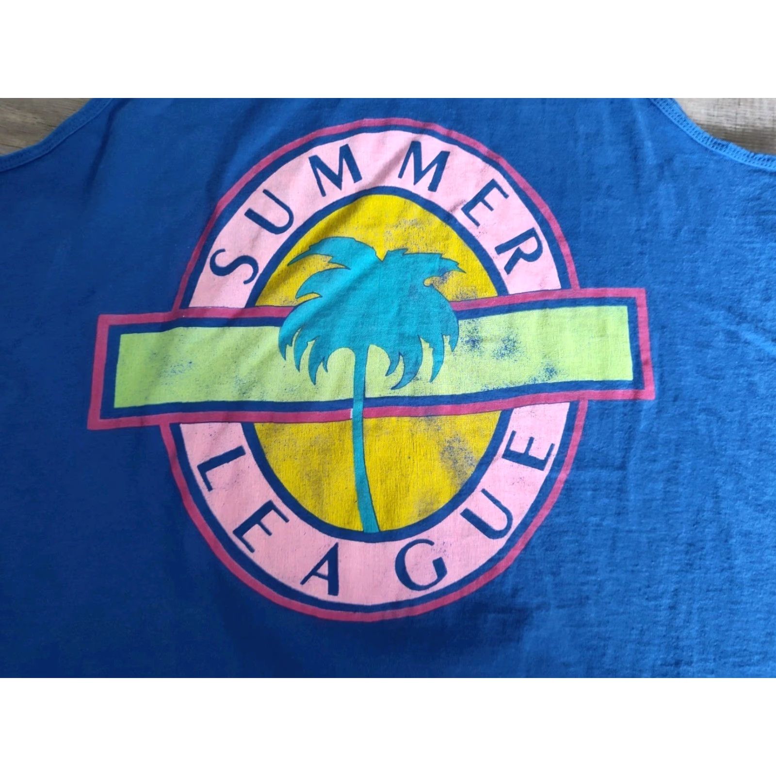 Fruit Of The Loom VINTAGE Fruit of the Loom Graphic Print Summer League Tank Top 80s Blue XL Mens Size US XL / EU 56 / 4 - 2 Thumbnail