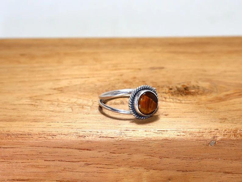 Handmade Tiger Eye 925 Sterling Silver Ring: Handmade Jewelry, Size ONE SIZE - 3 Thumbnail