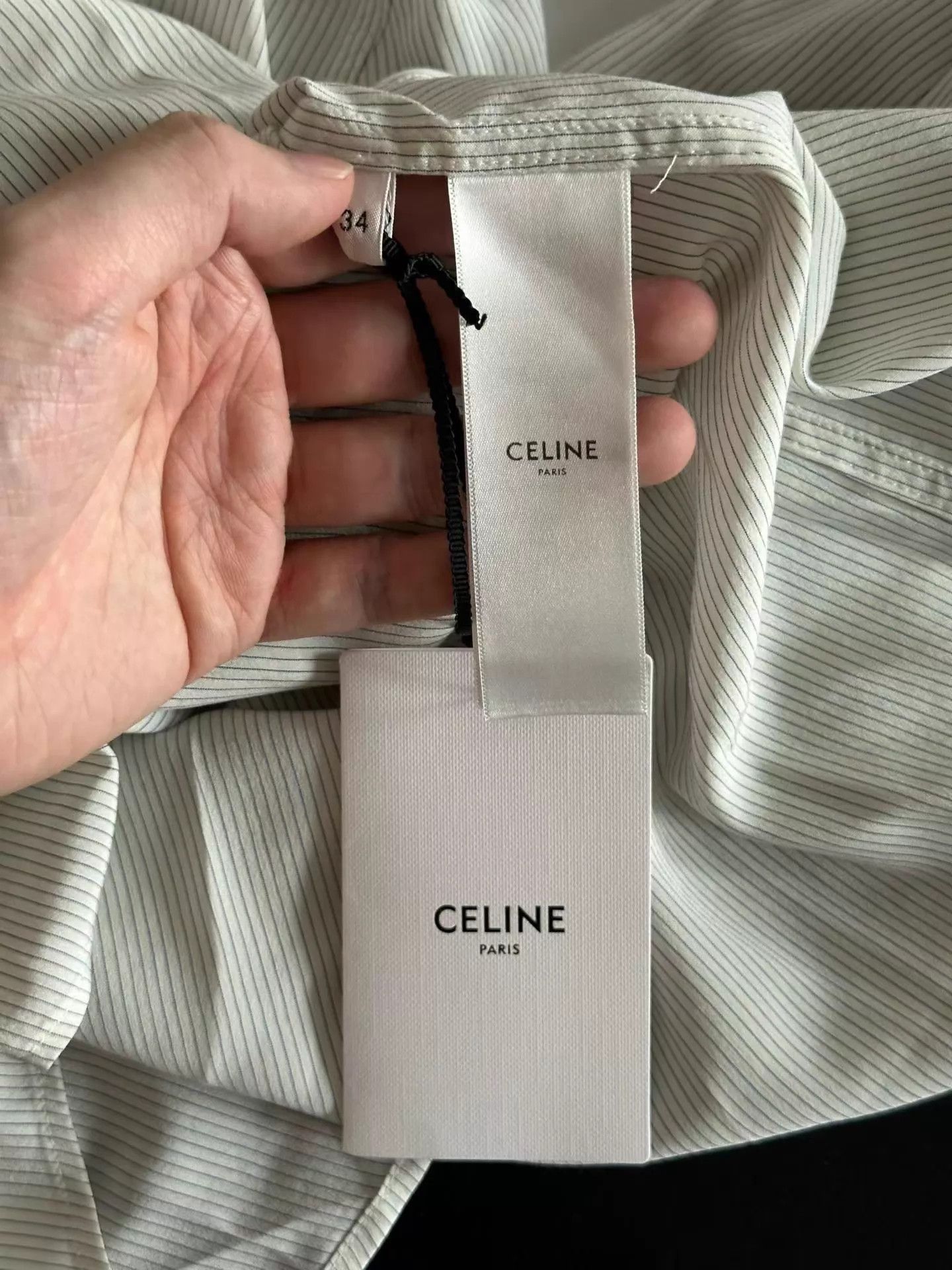 Celine Celine New Doll Collar Silk Striped Triomphe Shirt 34 Size XXS / US 00 / IT 34 - 4 Thumbnail