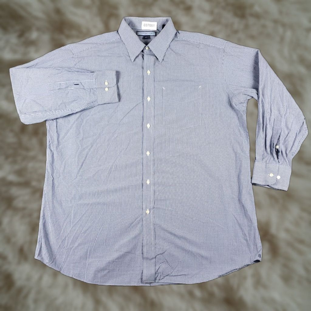 Tommy Hilfiger Tommy Hilfiger Blue Check Long Sleeve Button-Up Shirt Mens XL Casual Preppy Size US XL / EU 56 / 4 - 1 Thumbnail
